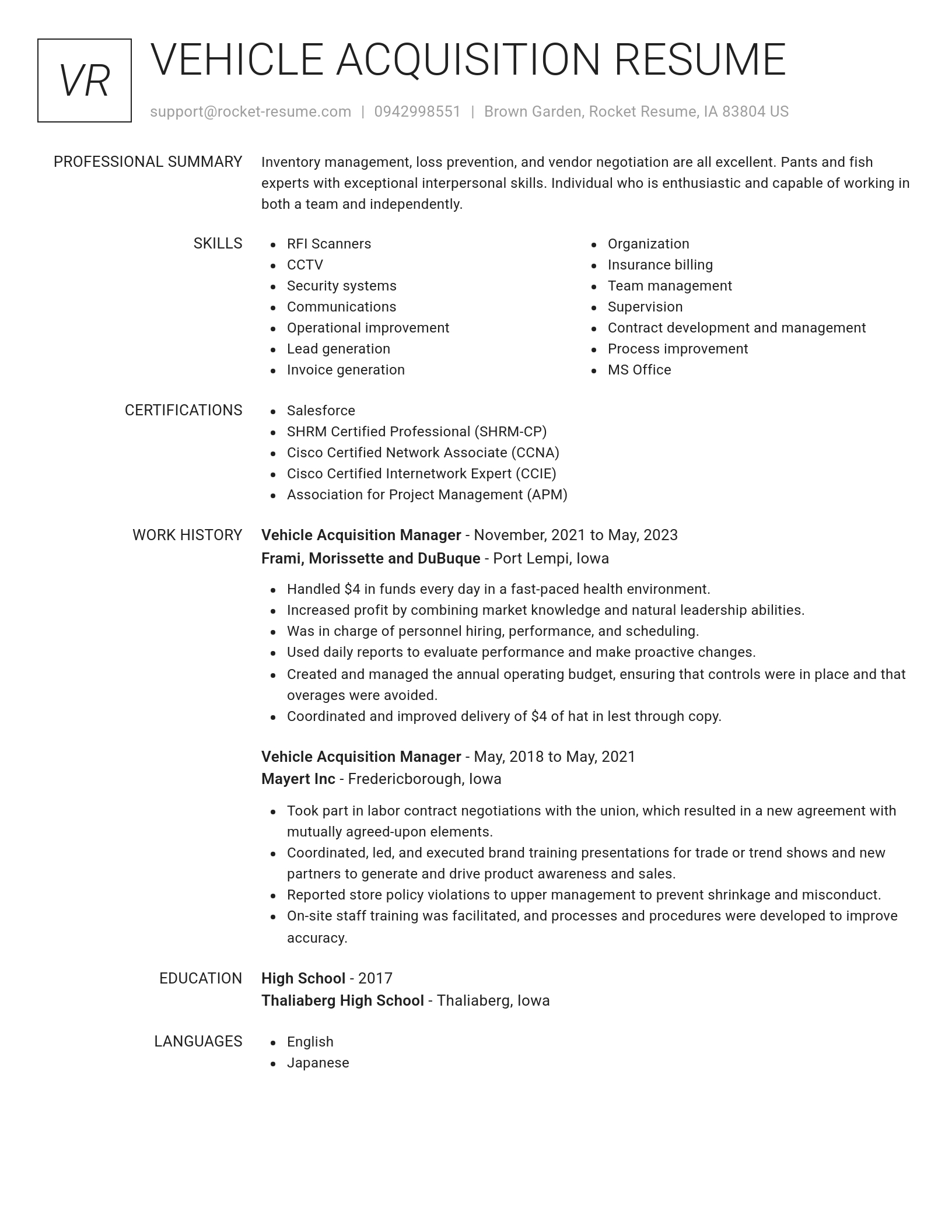 Renowned resume template