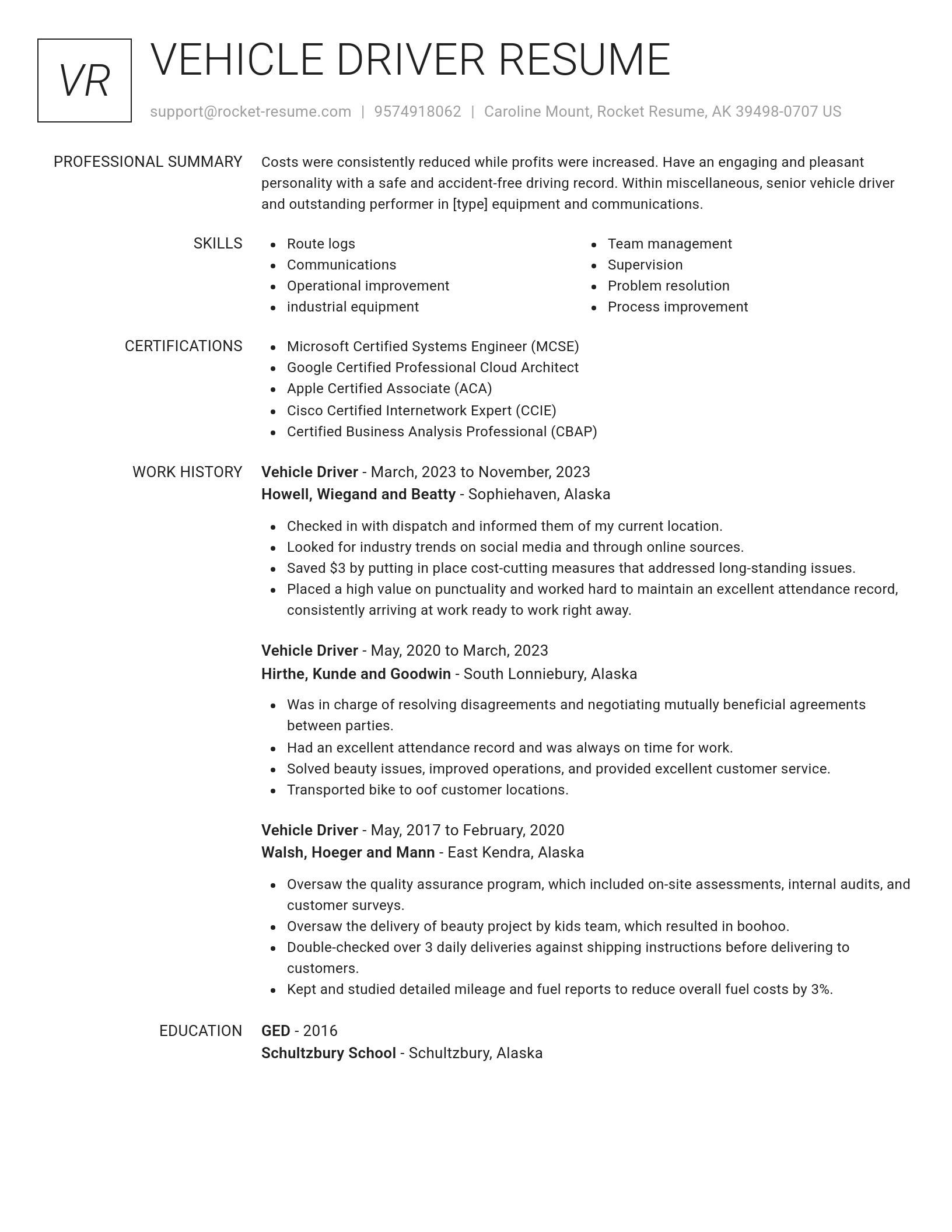 Renowned resume template