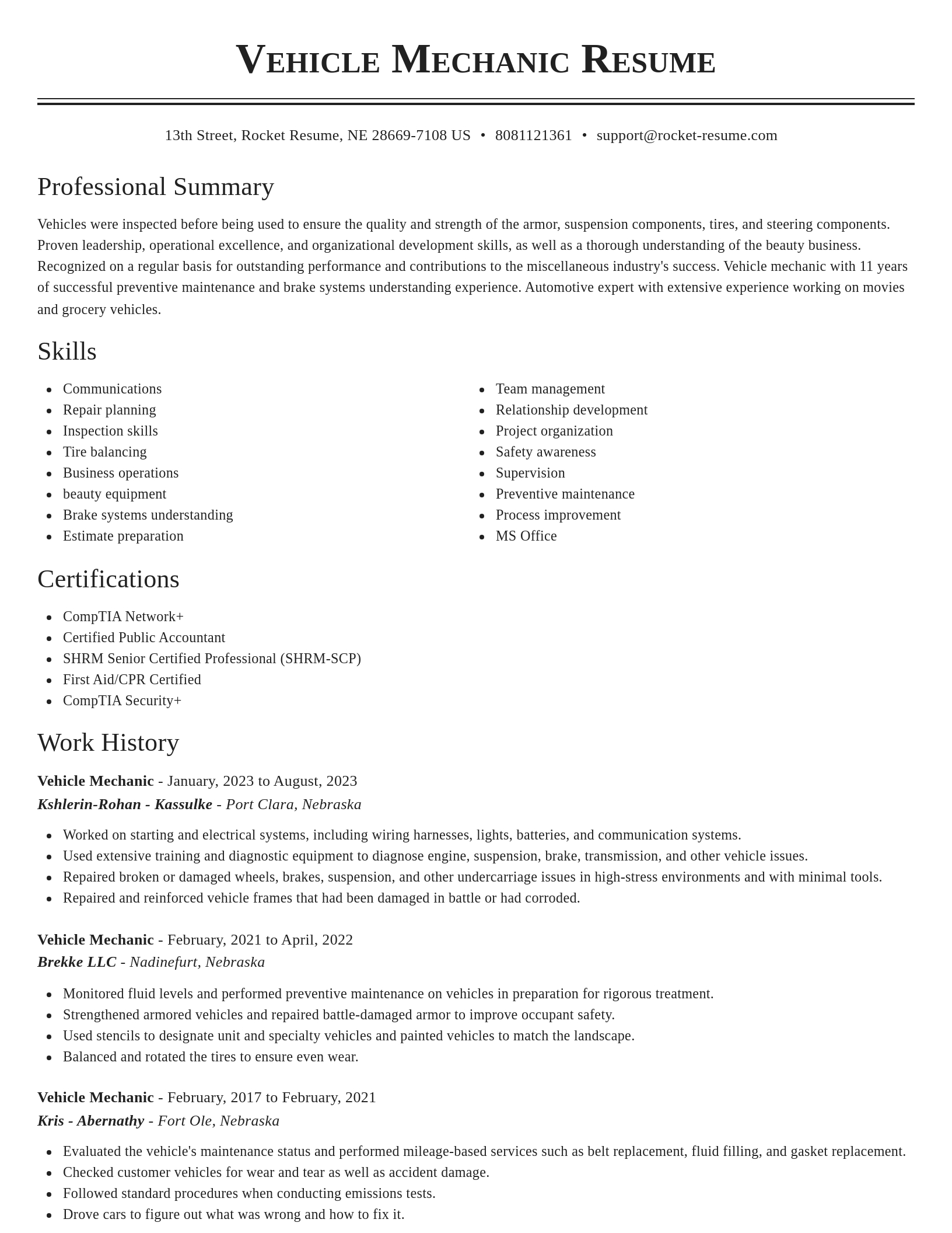 Classic resume template