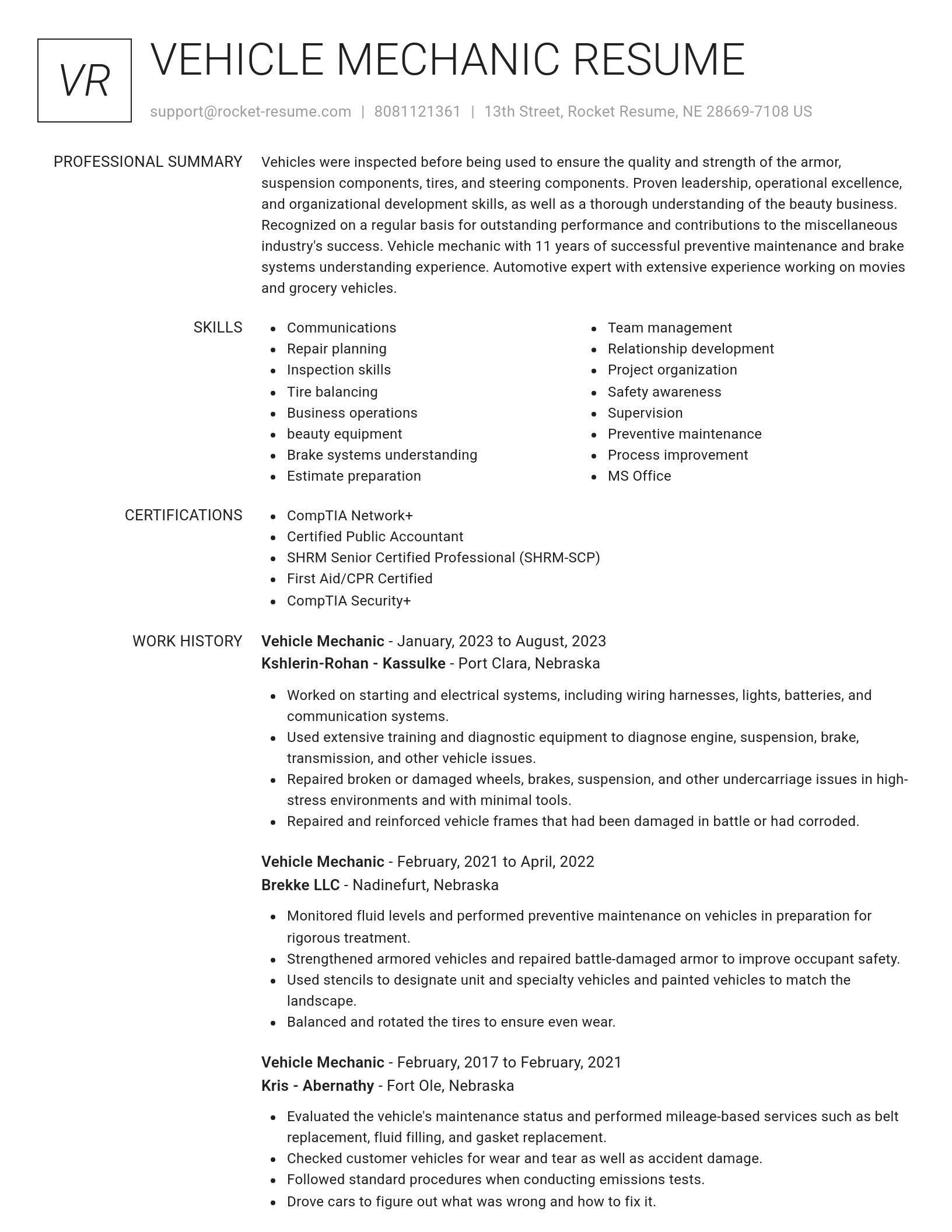 Renowned resume template