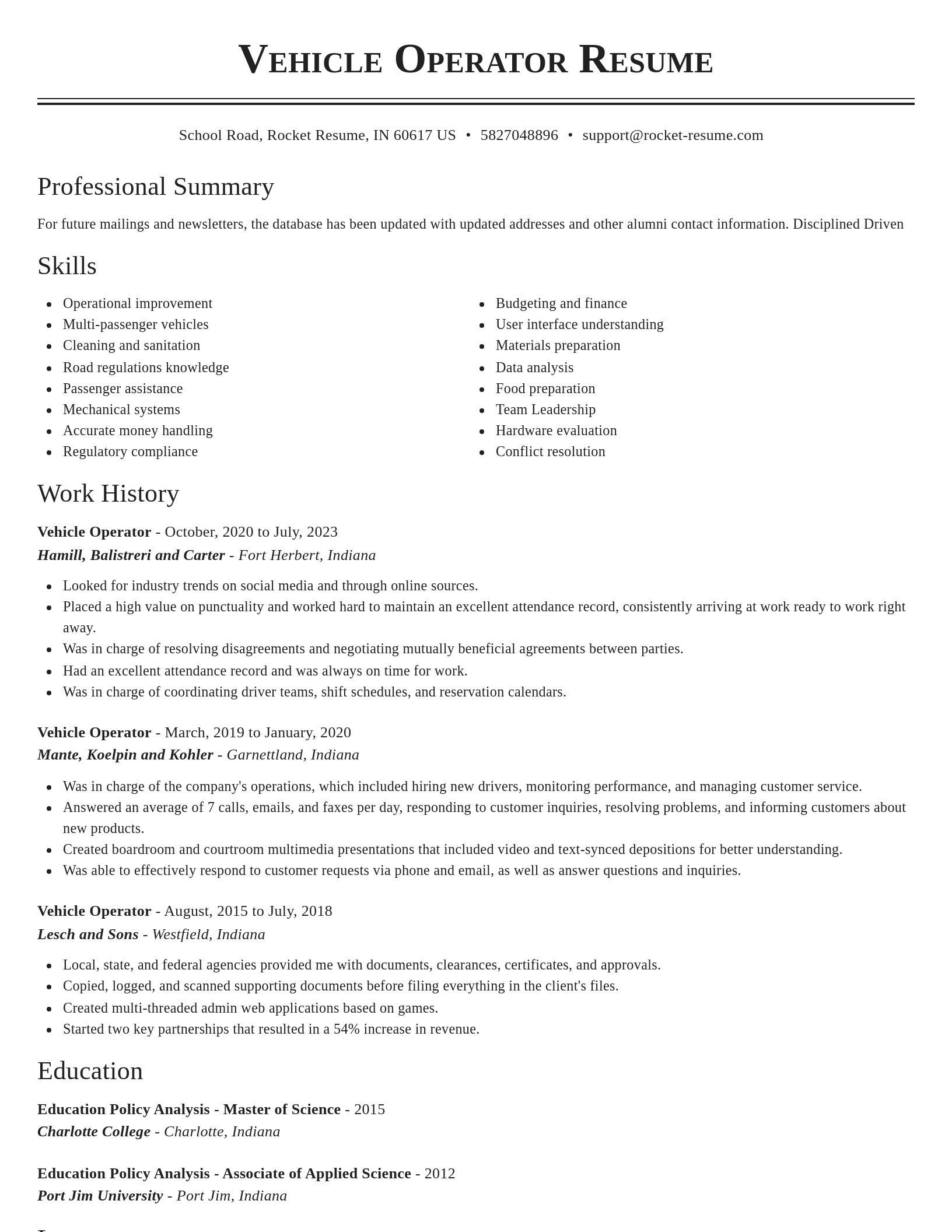 Classic resume template