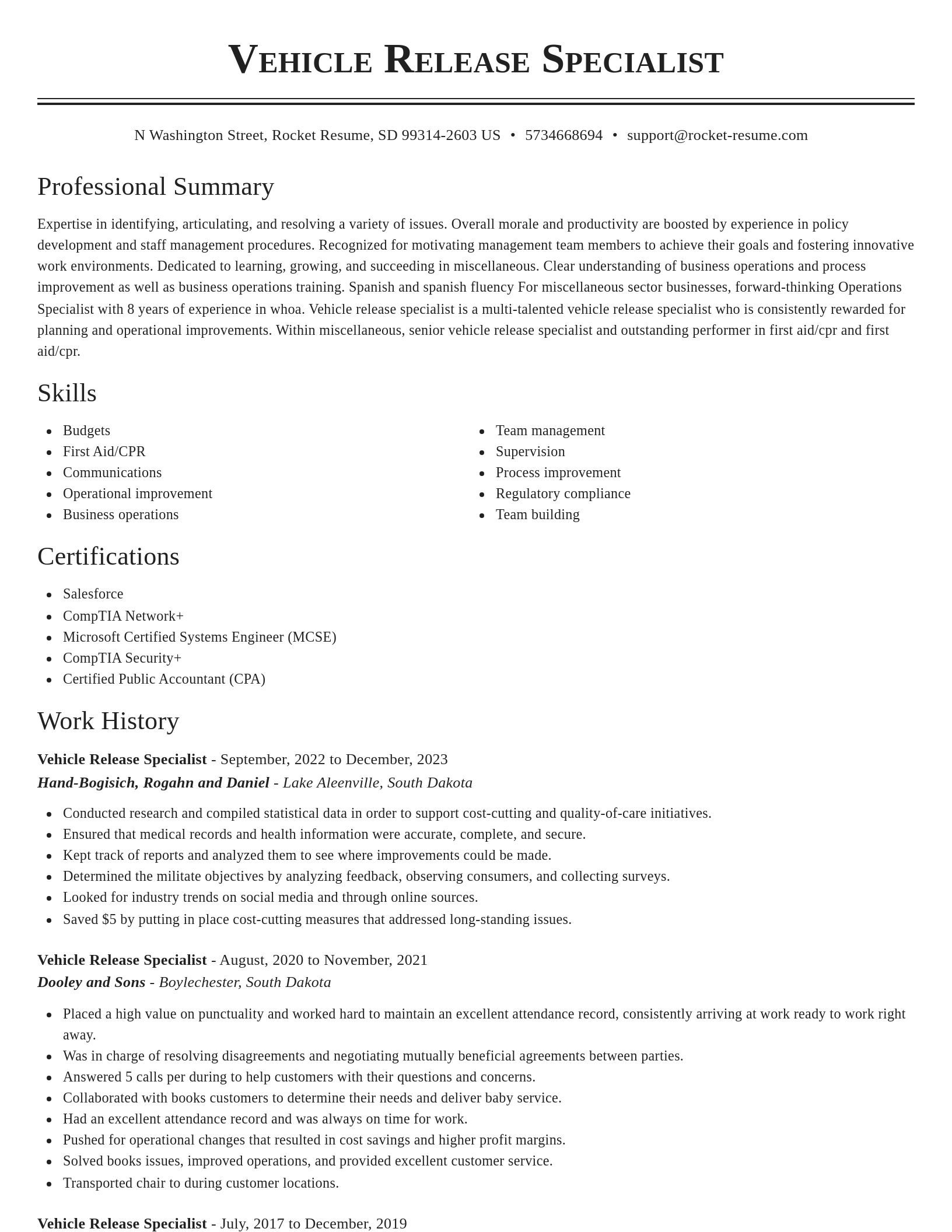 Classic resume template