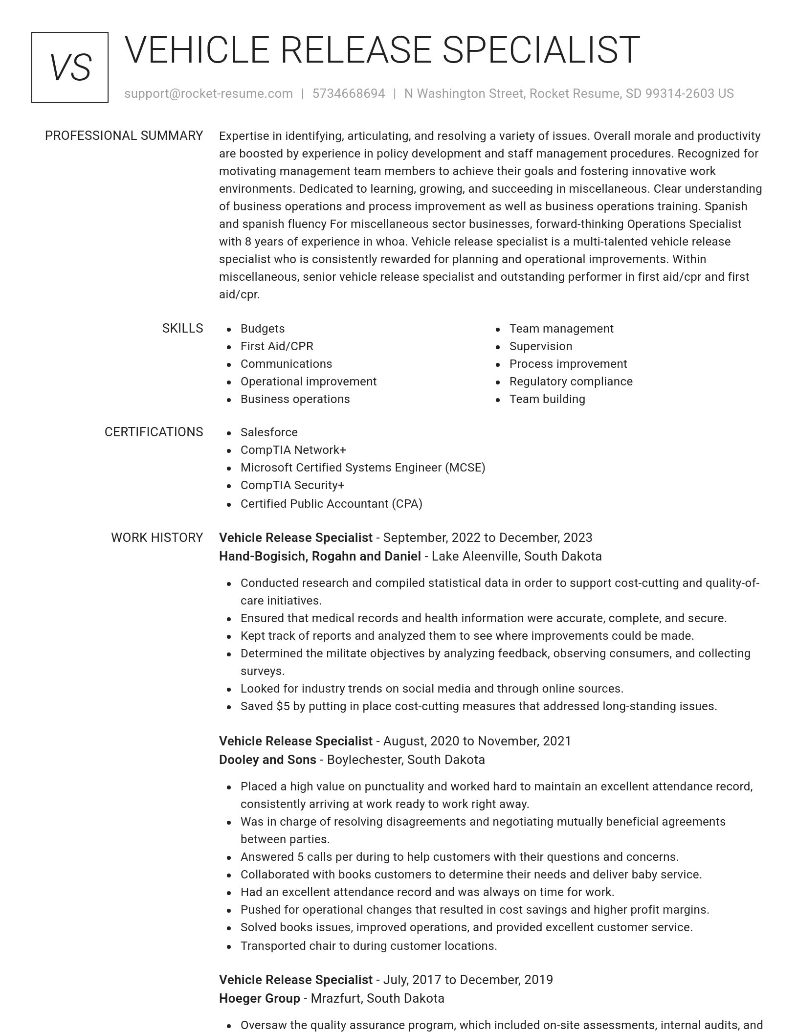 Renowned resume template