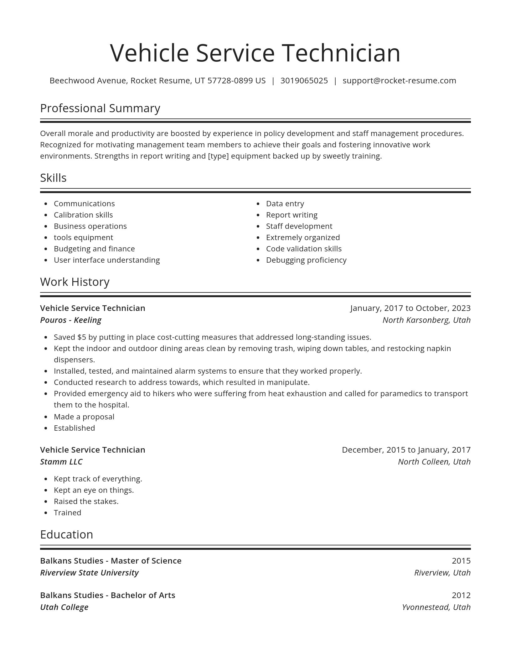 Spotlight resume template