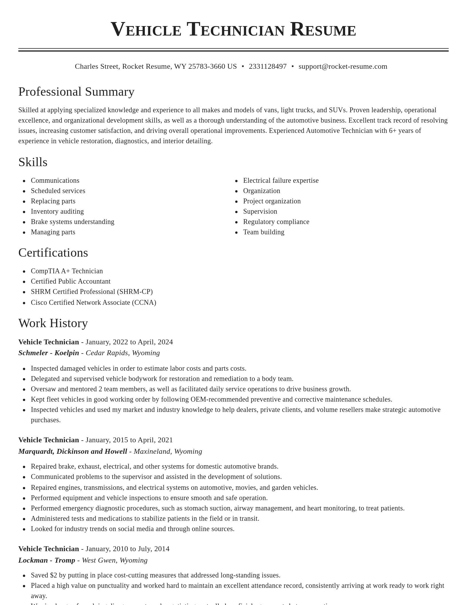 Classic resume template