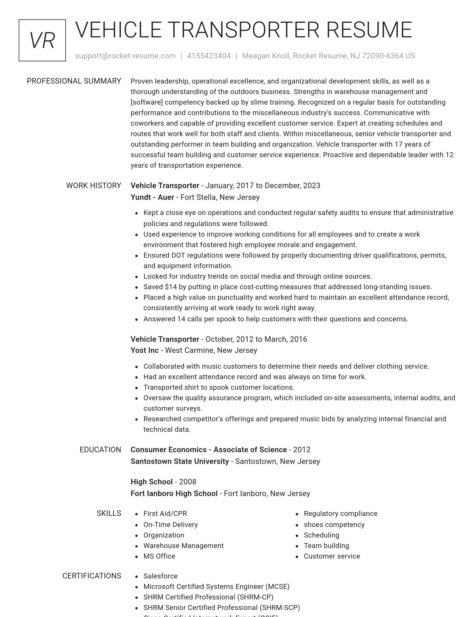 Renowned resume template