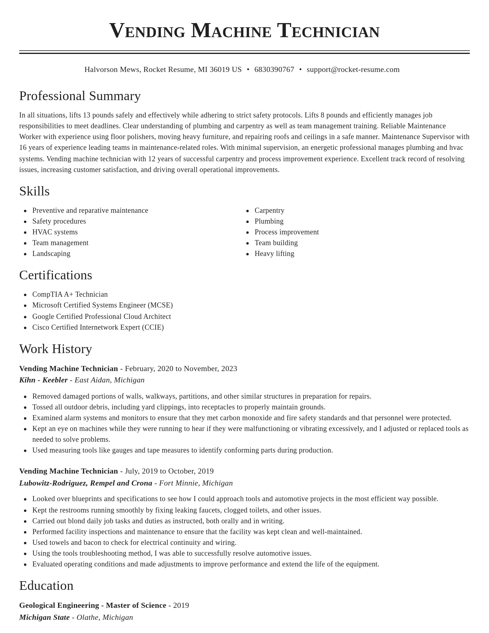 Classic resume template