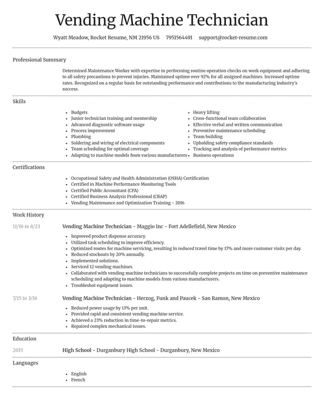 Dignified resume template