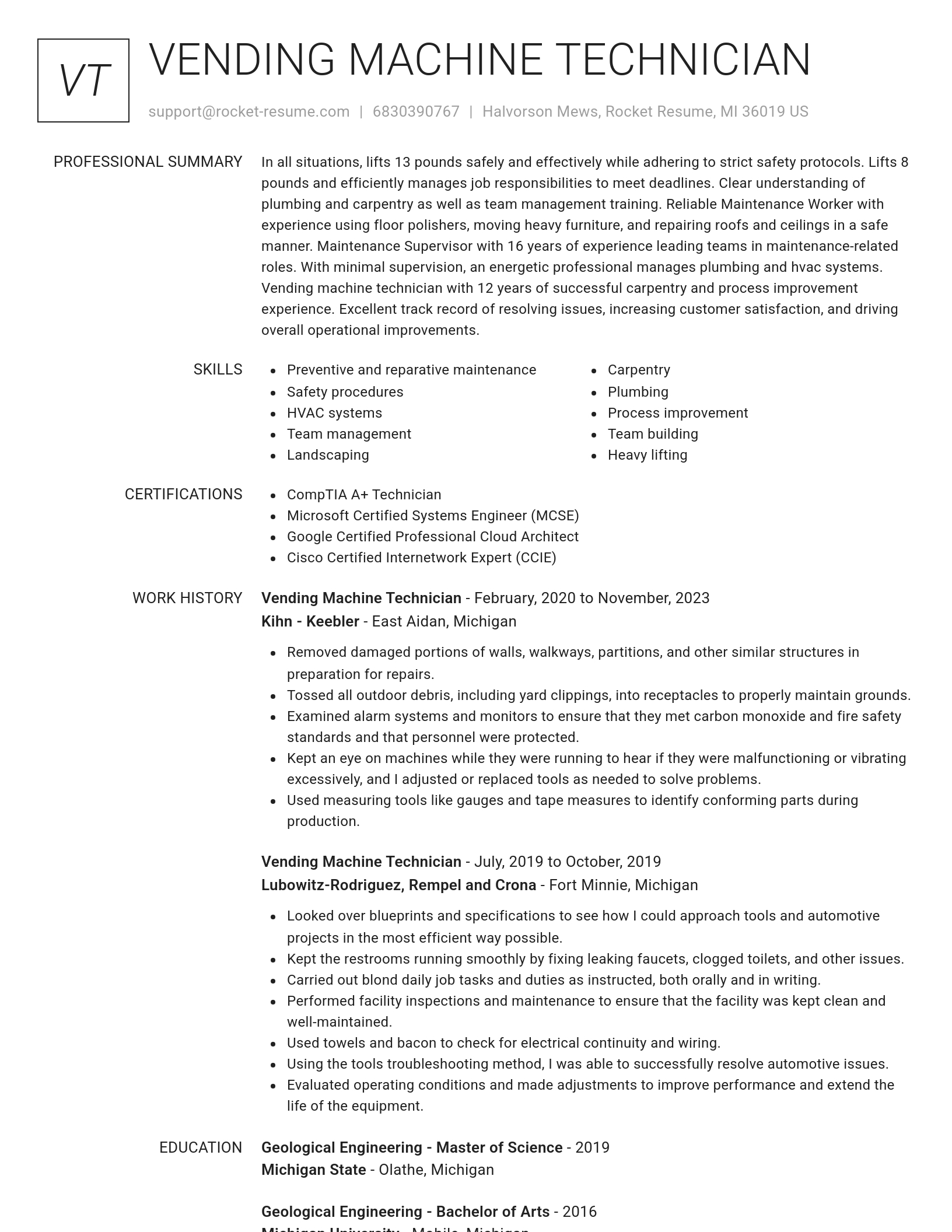 Renowned resume template