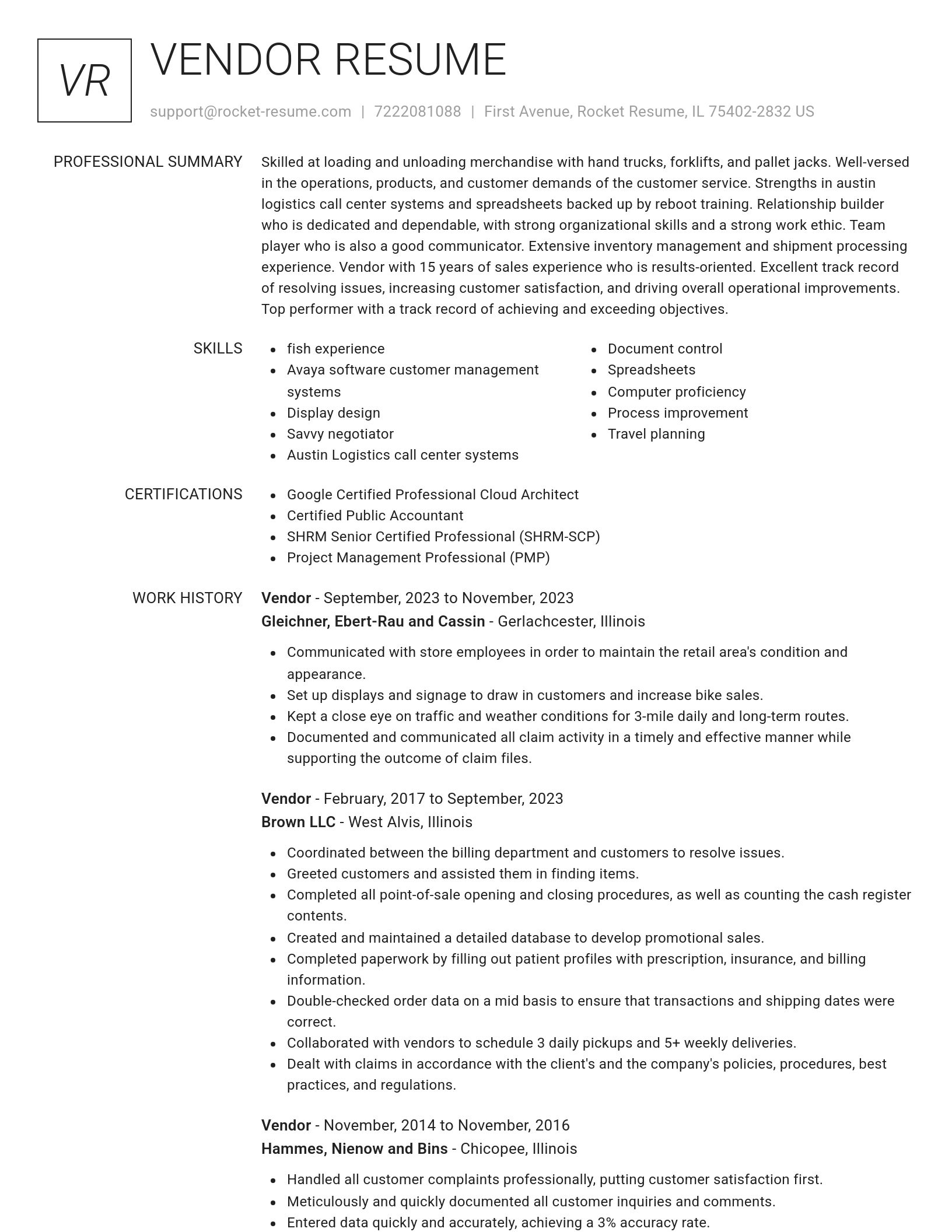 Renowned resume template