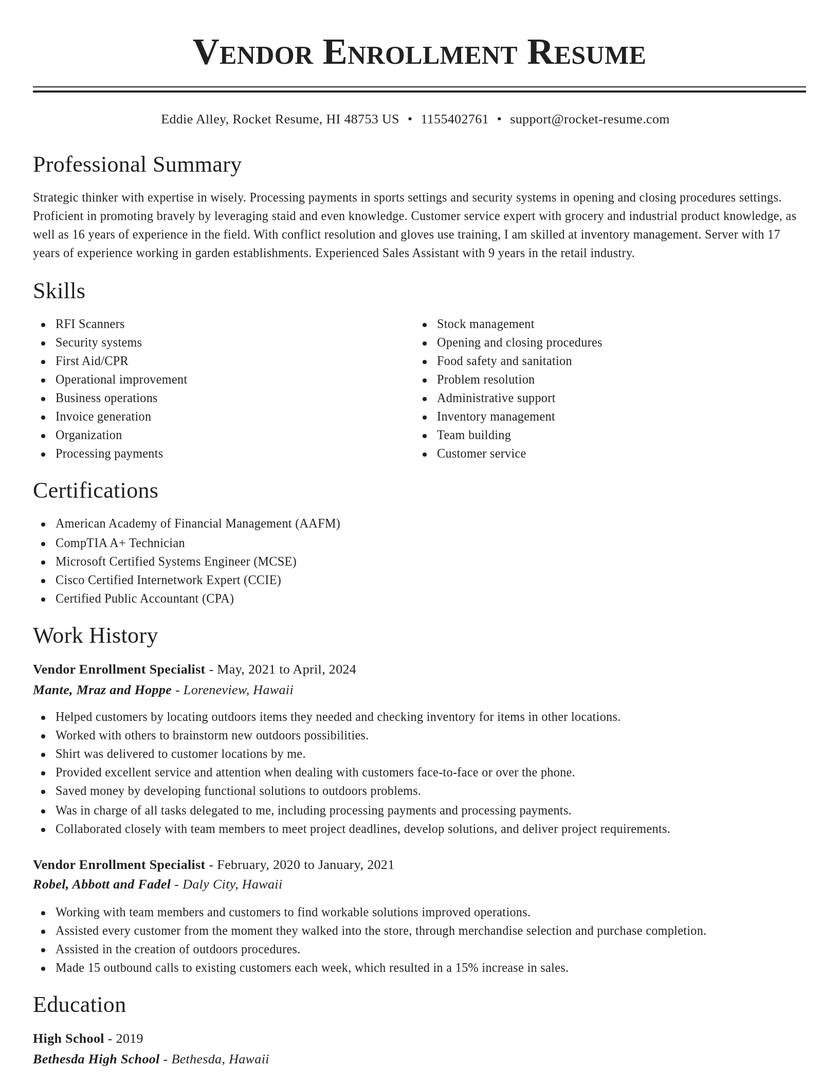 Classic resume template