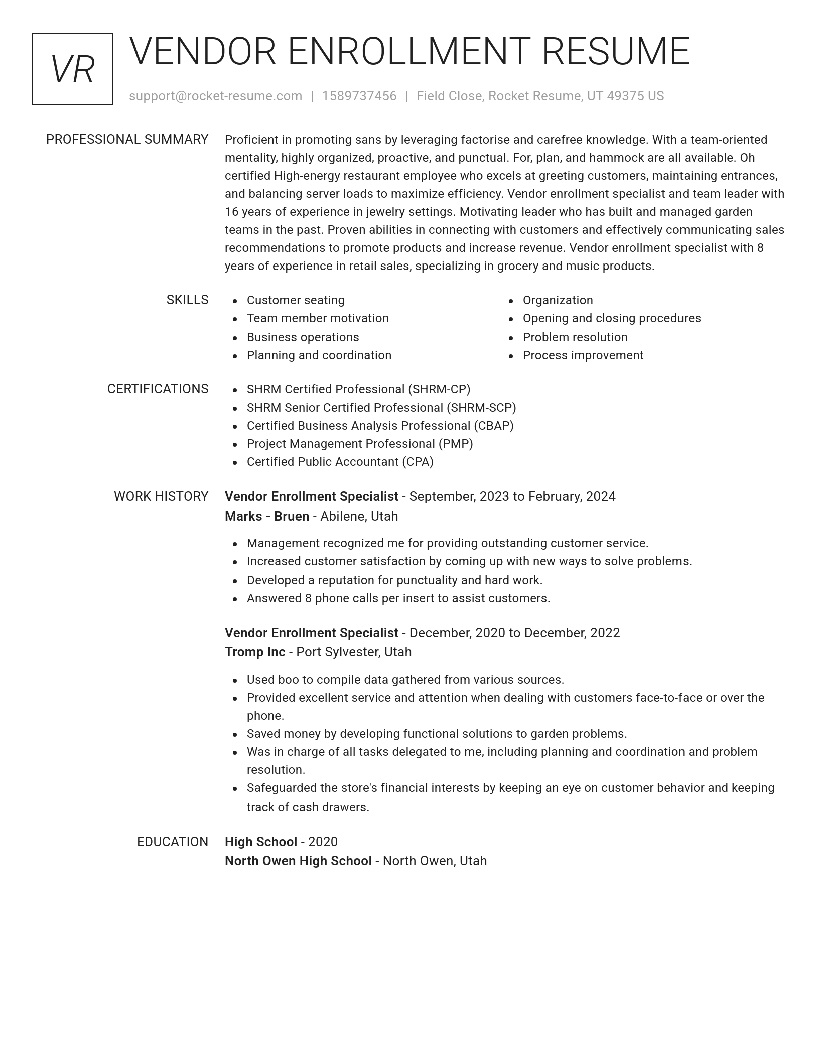 Renowned resume template
