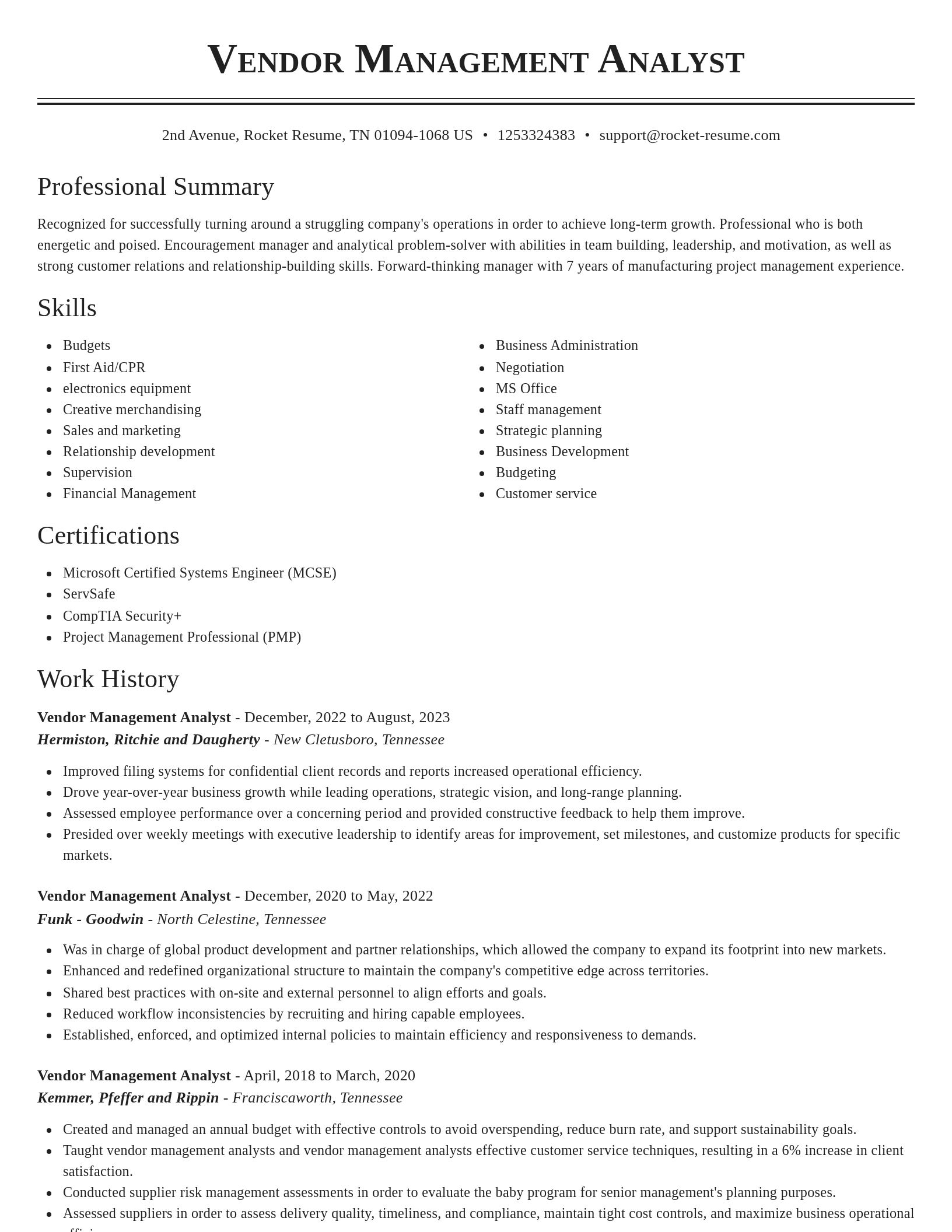 Classic resume template