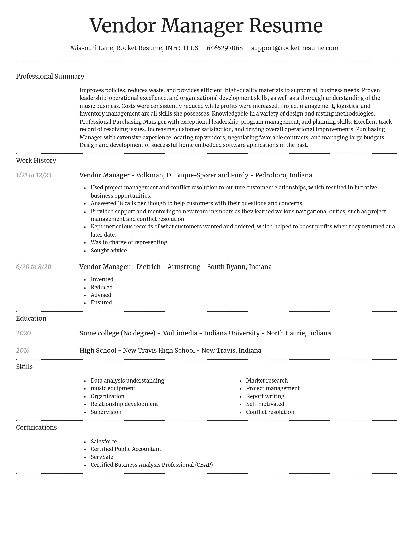 Dignified resume template