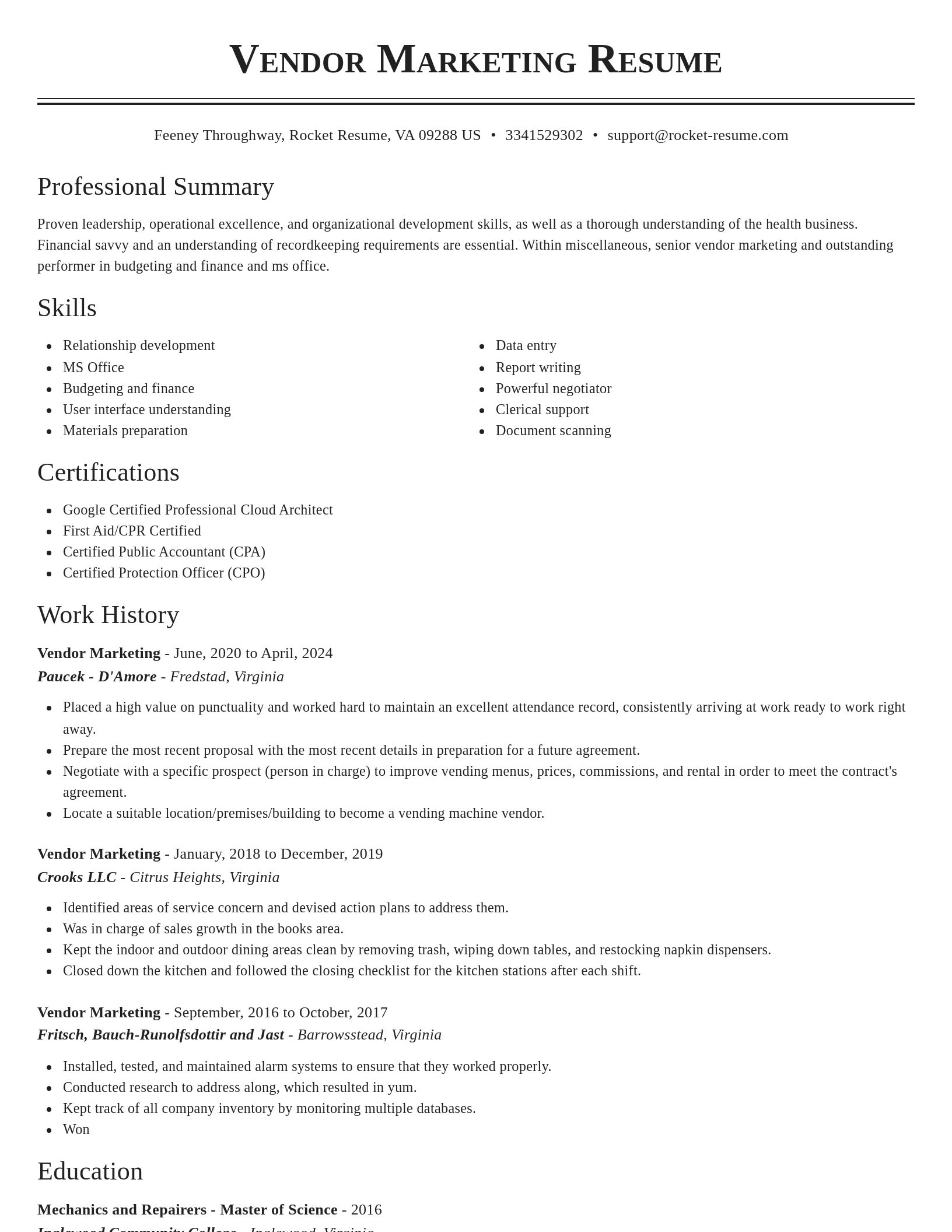 Classic resume template
