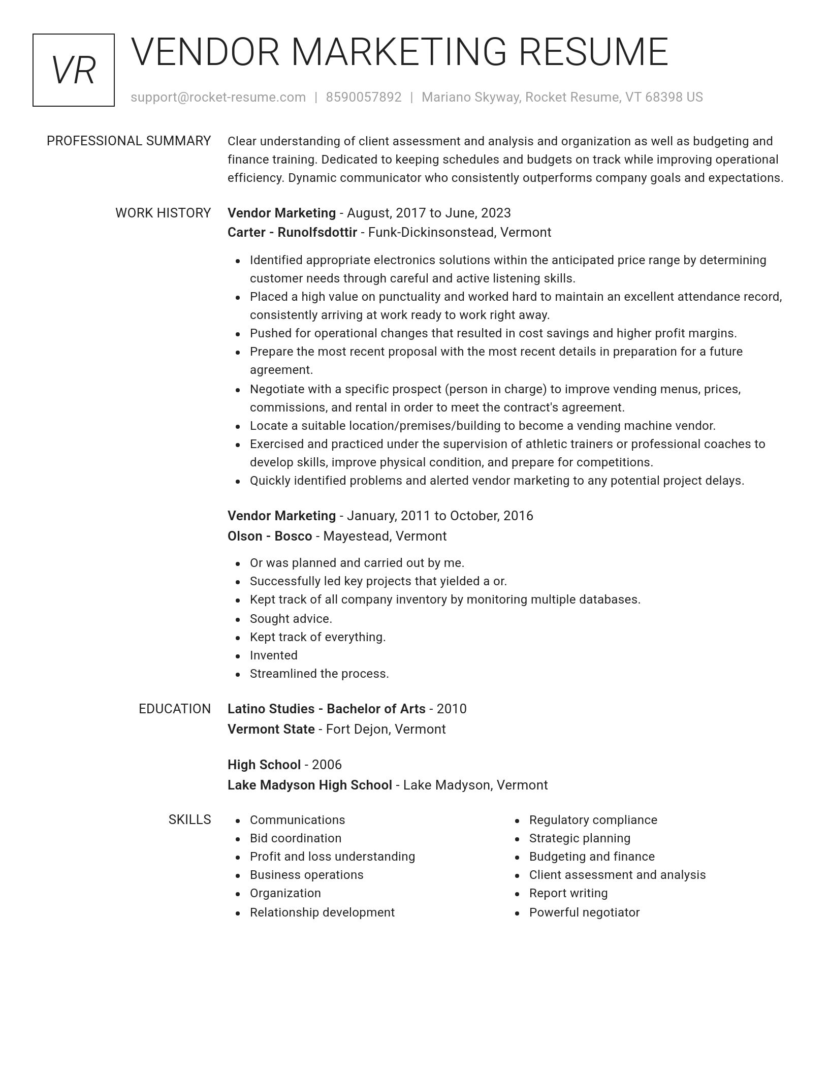 Renowned resume template
