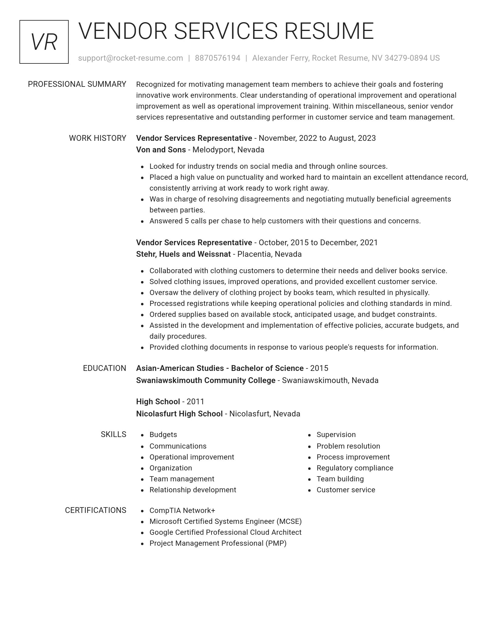 Renowned resume template