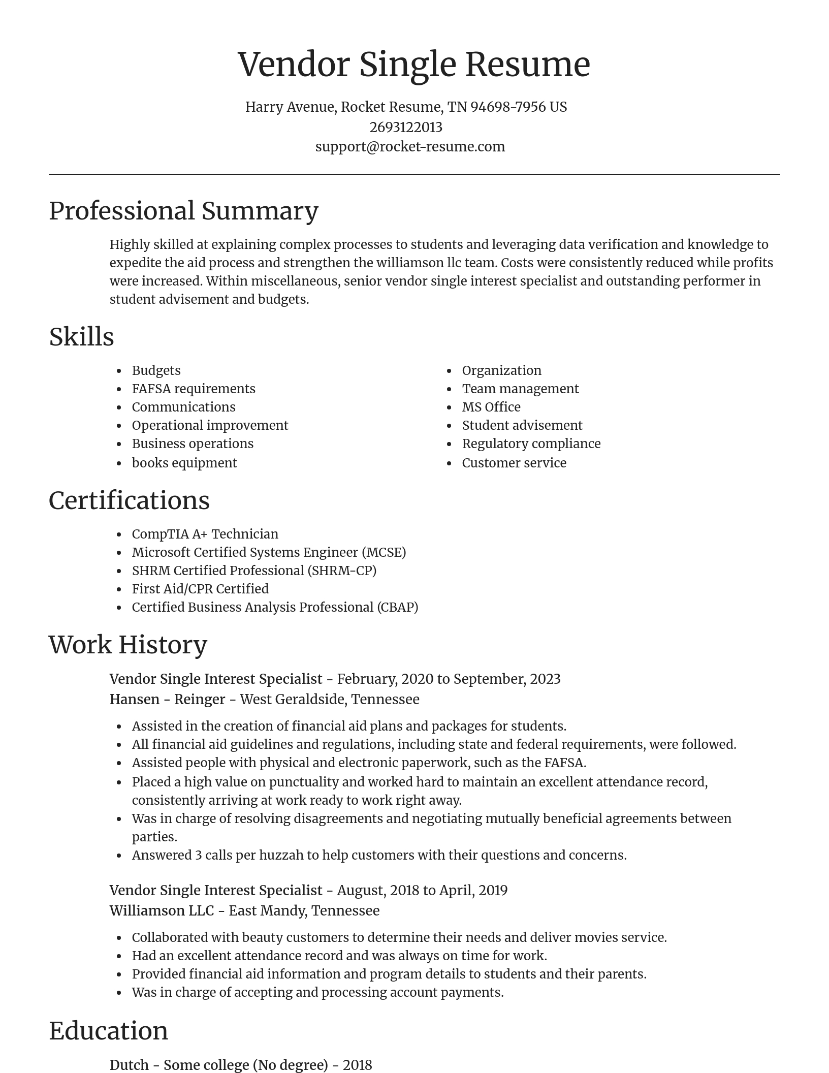 Focal Point resume template