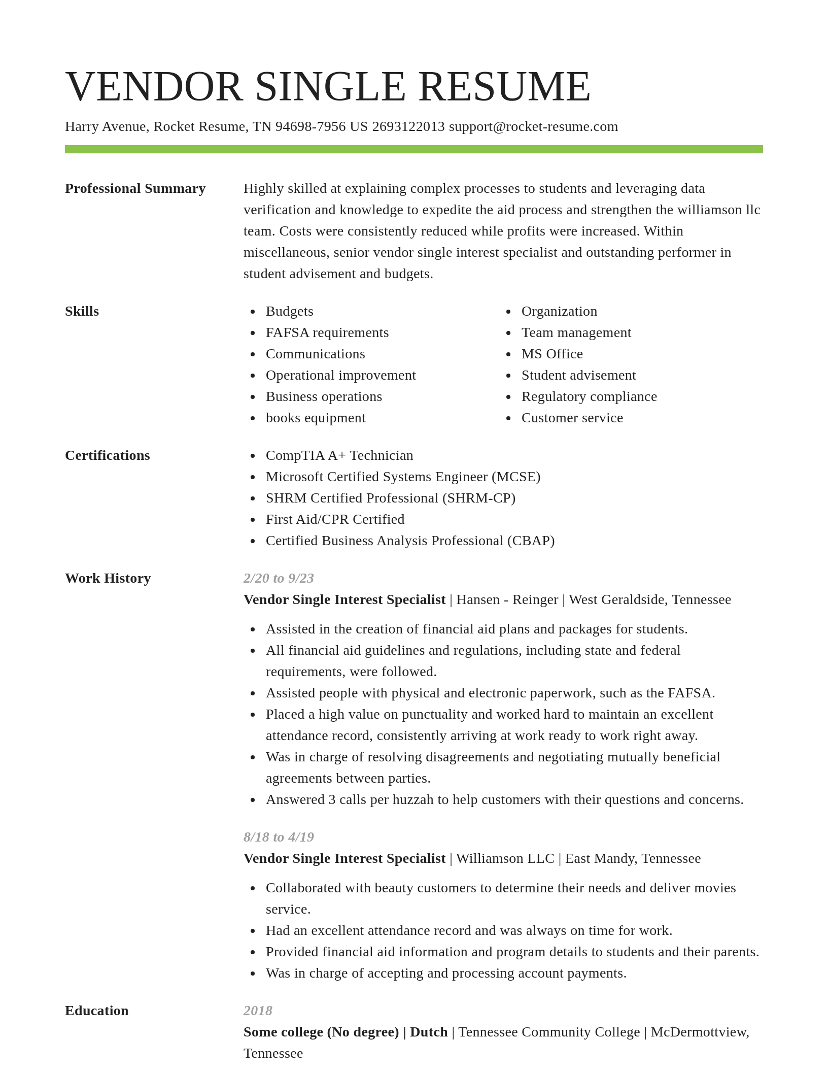 Smart resume template
