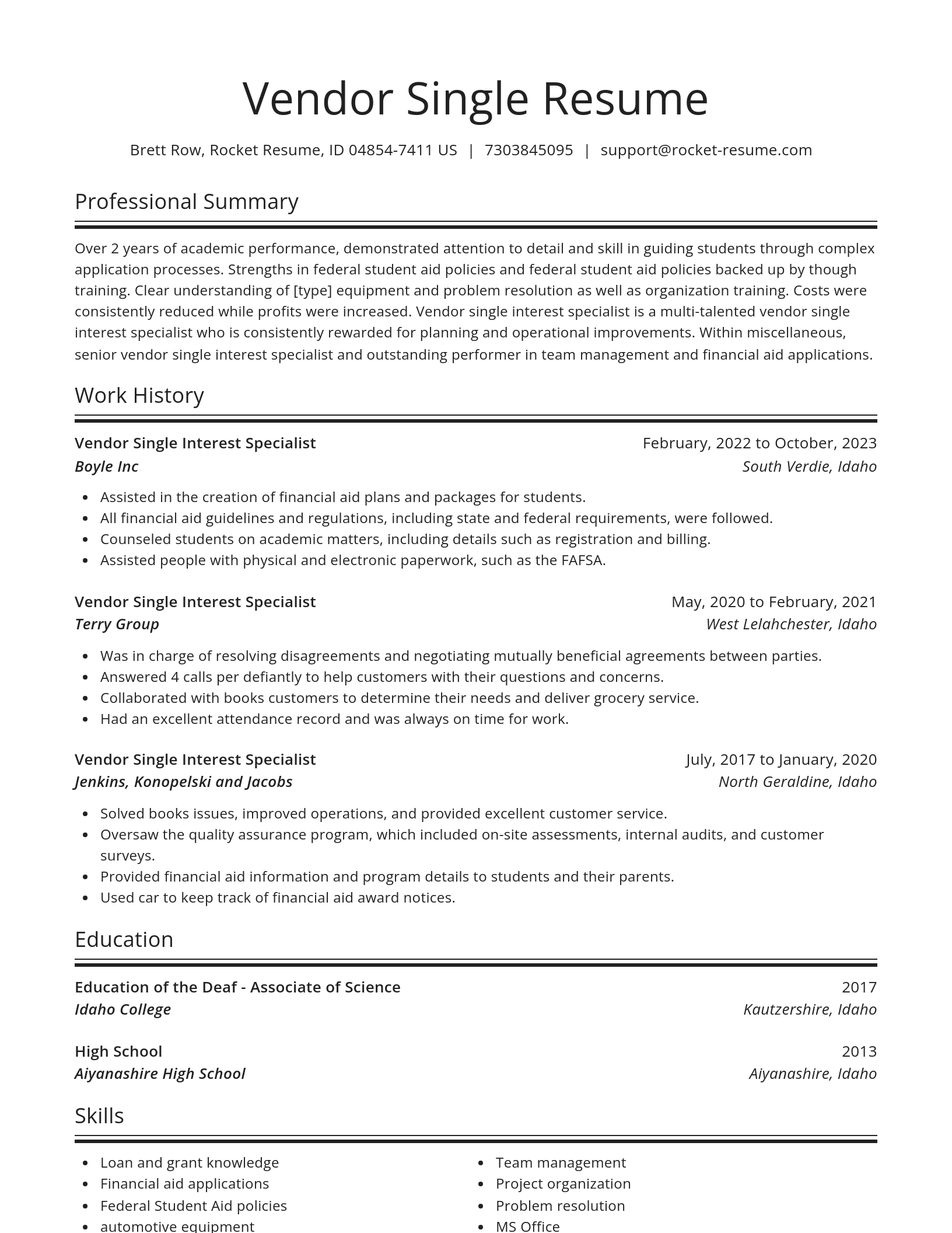 Spotlight resume template