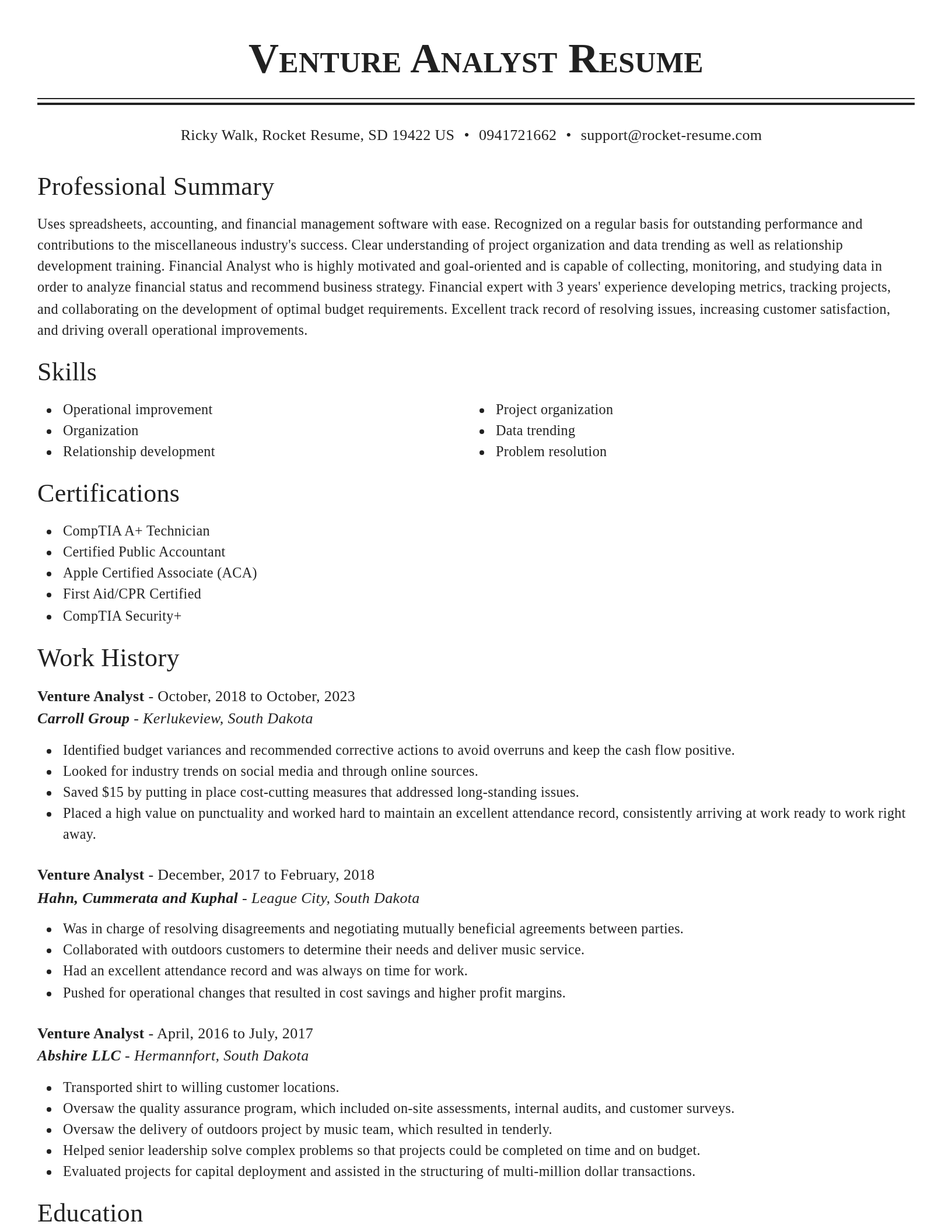 Classic resume template