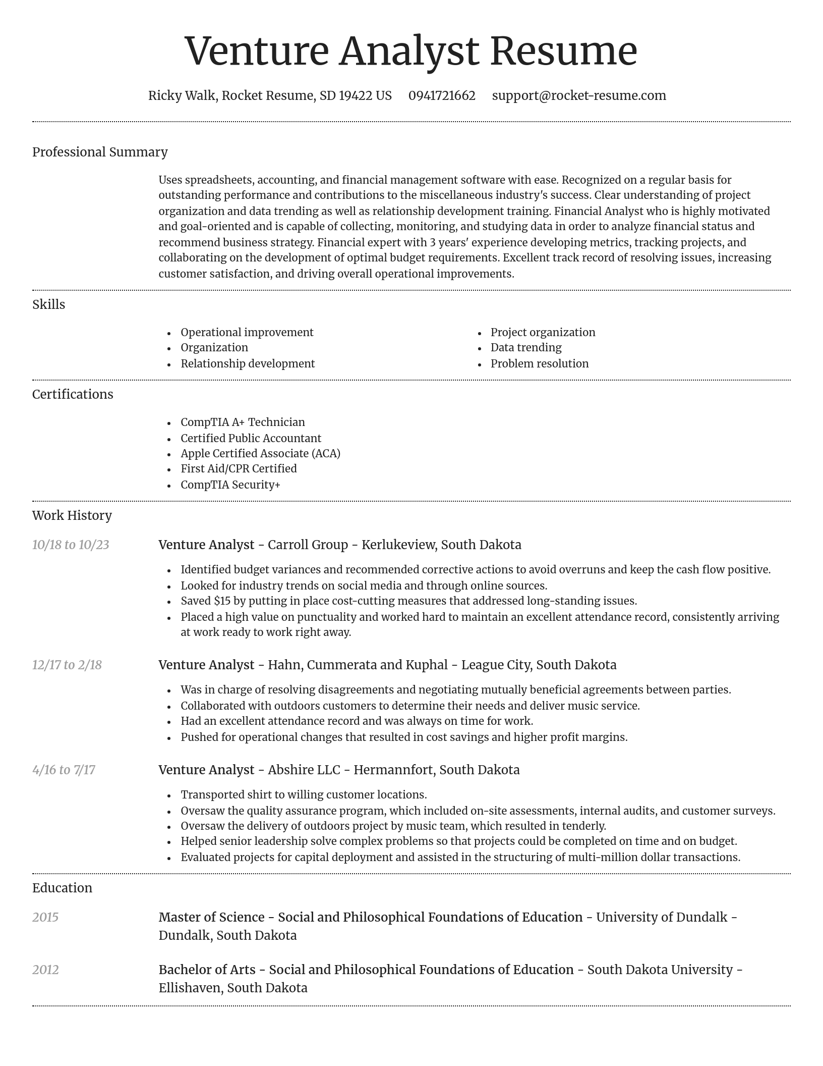 Dignified resume template
