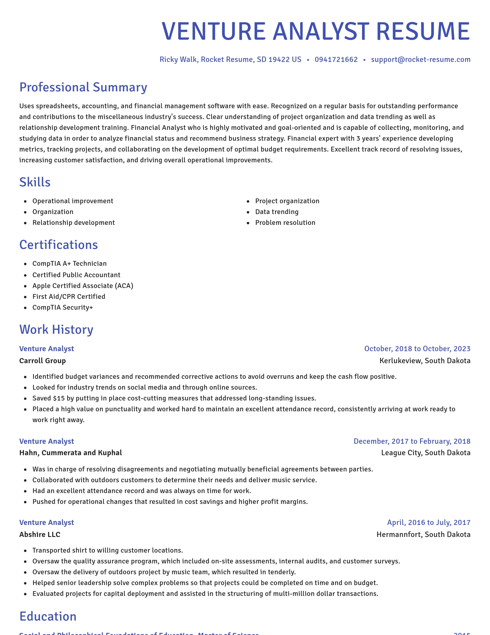 Novel resume template