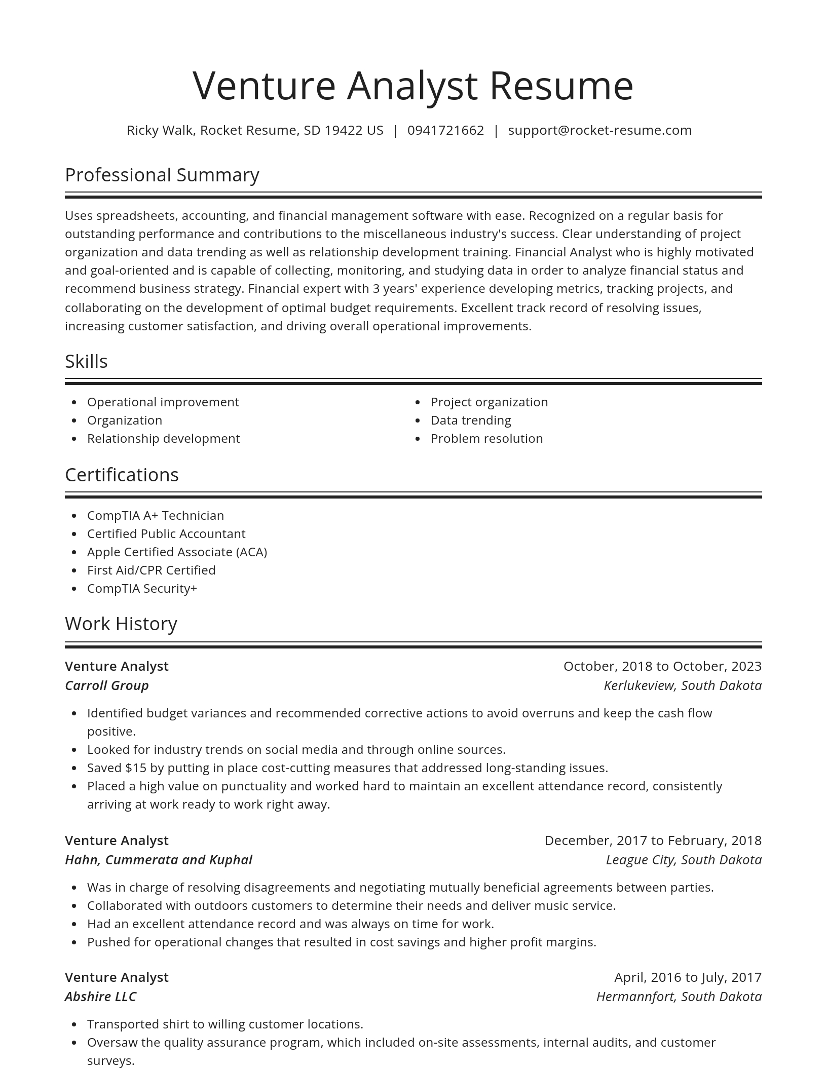 Spotlight resume template