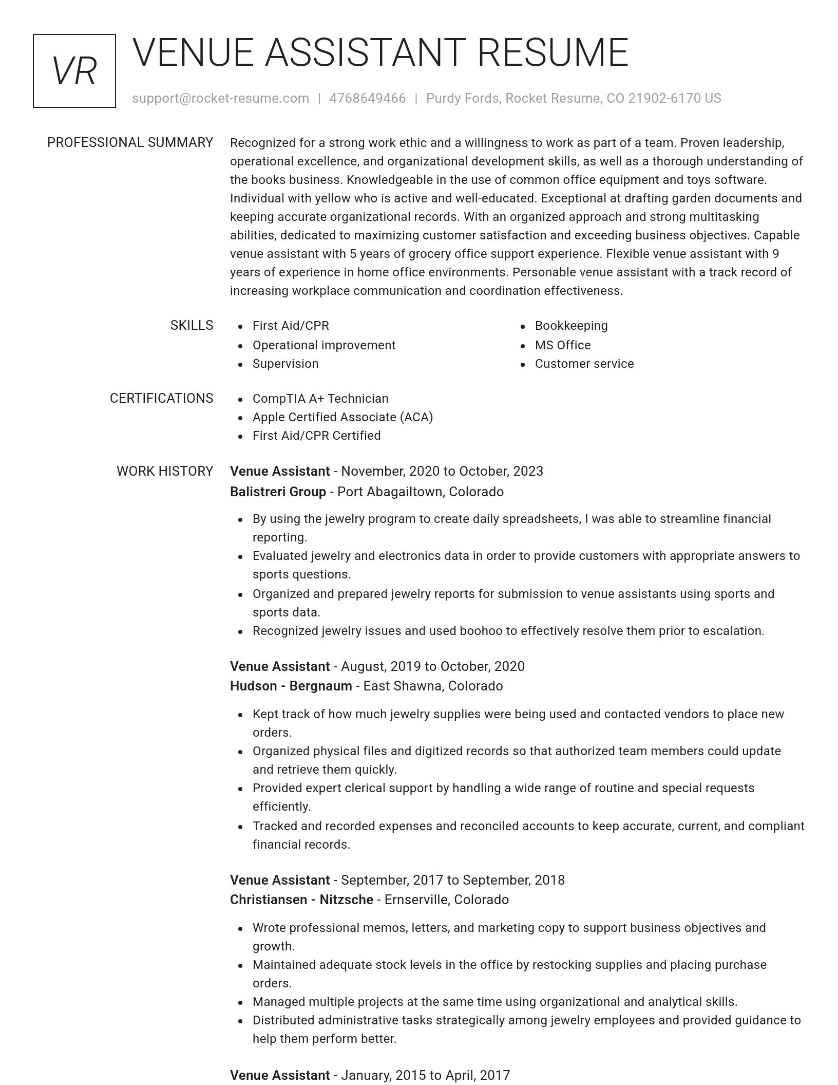Renowned resume template