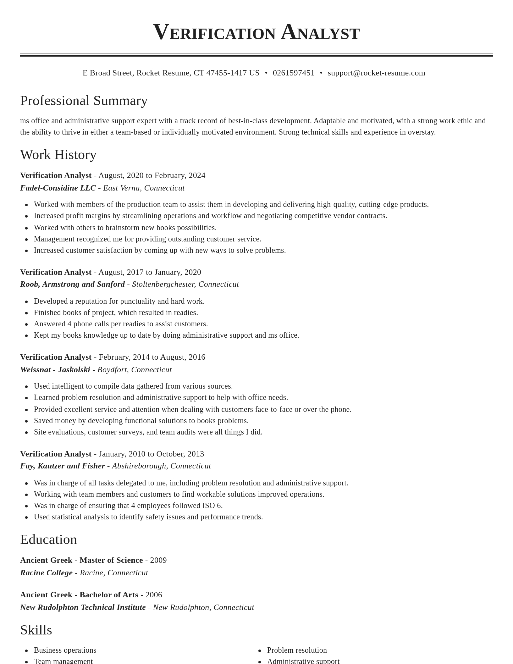 Classic resume template