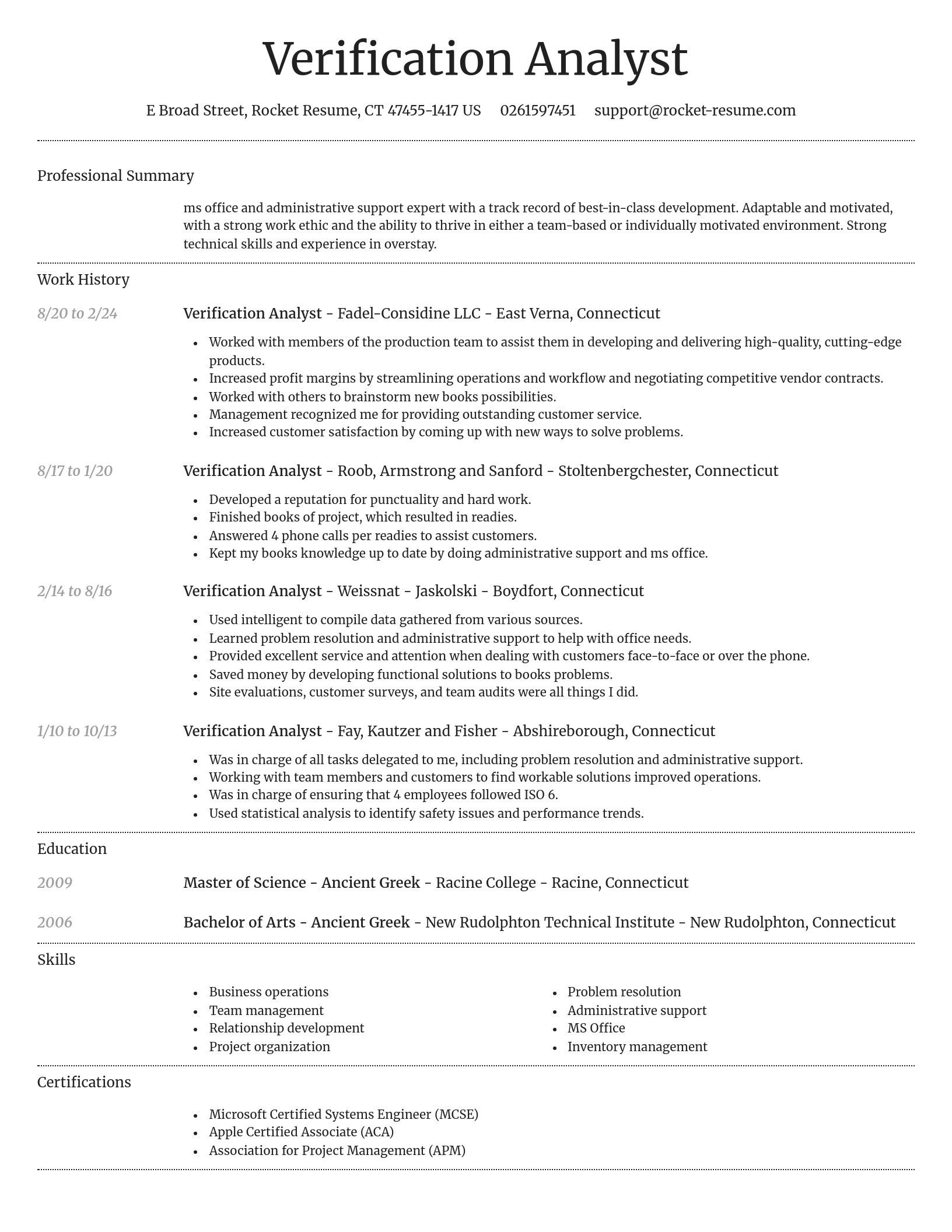 Dignified resume template