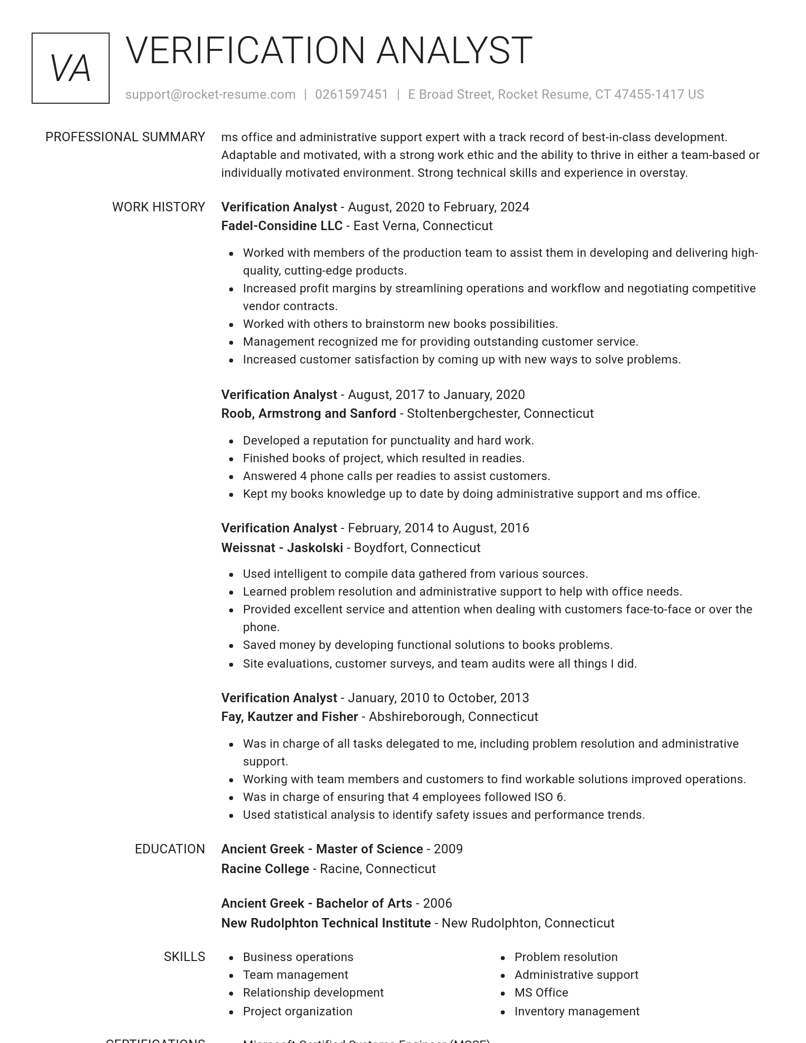 Renowned resume template