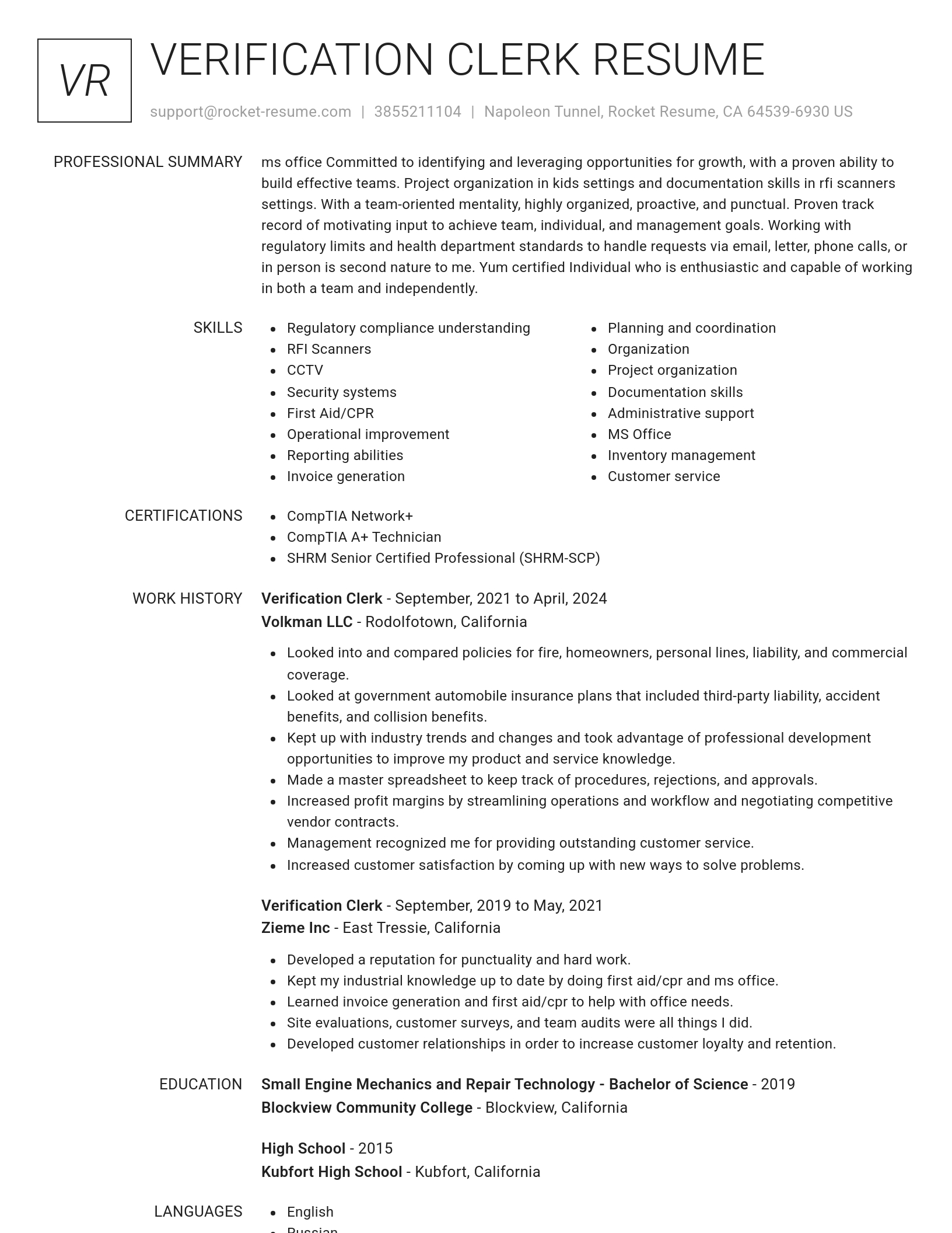 Renowned resume template