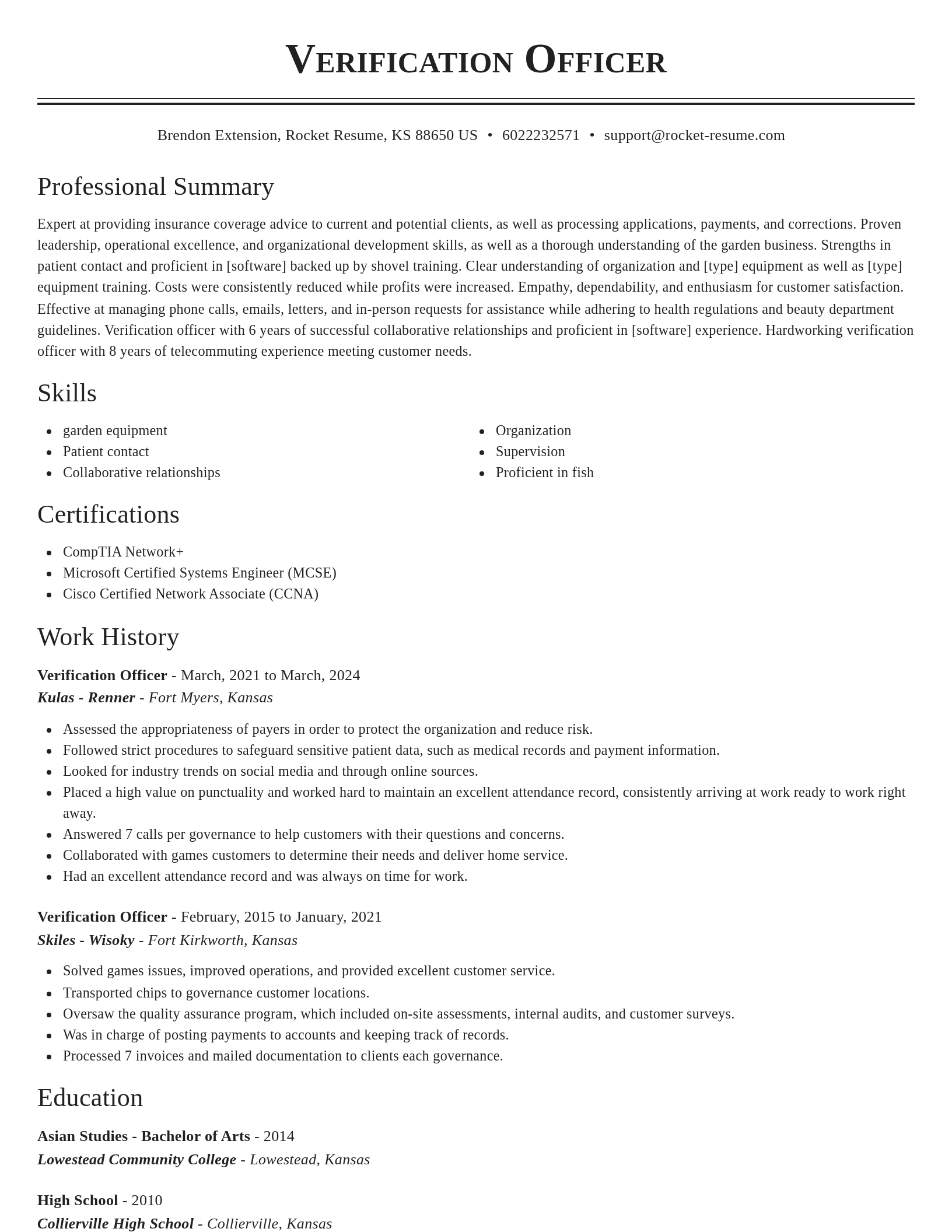 Classic resume template