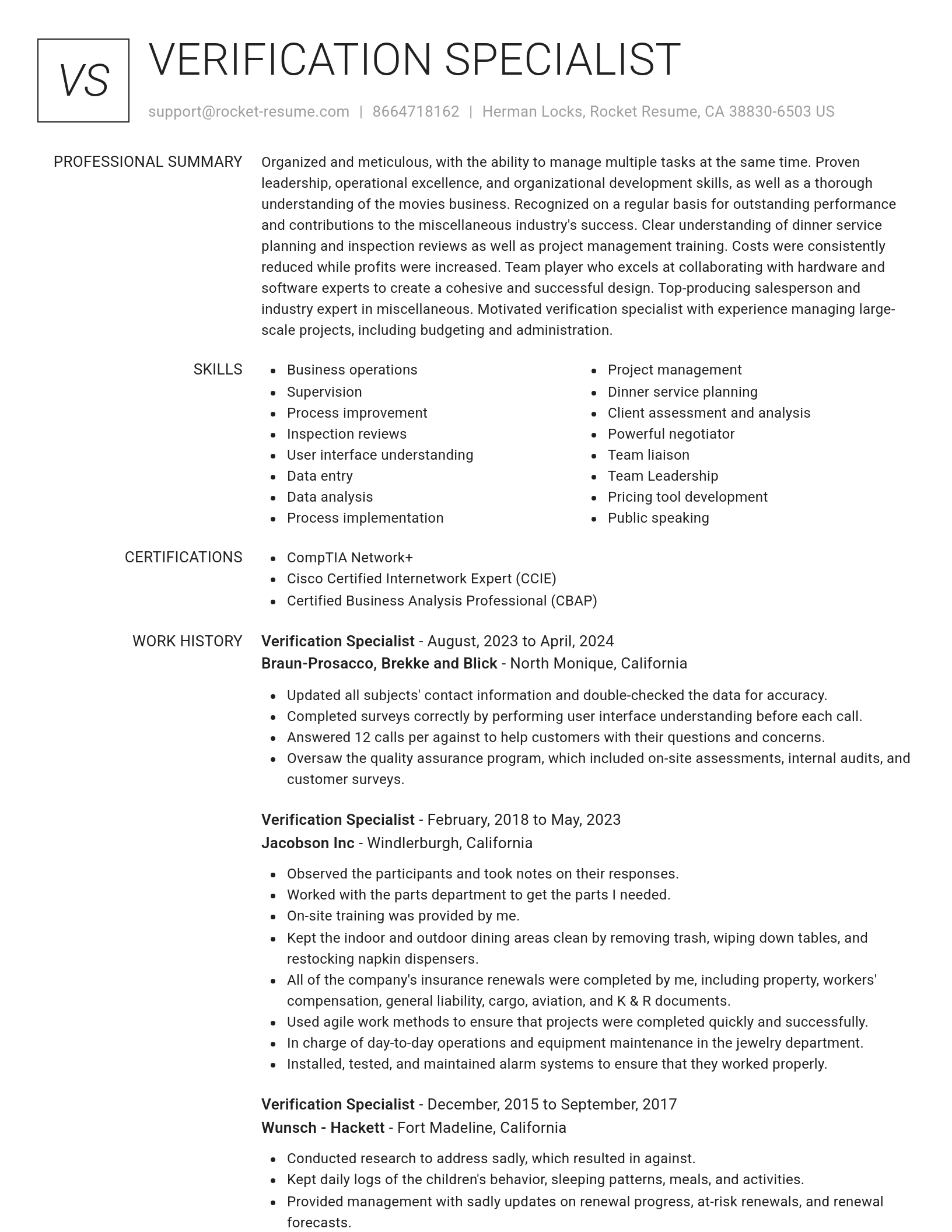 Renowned resume template