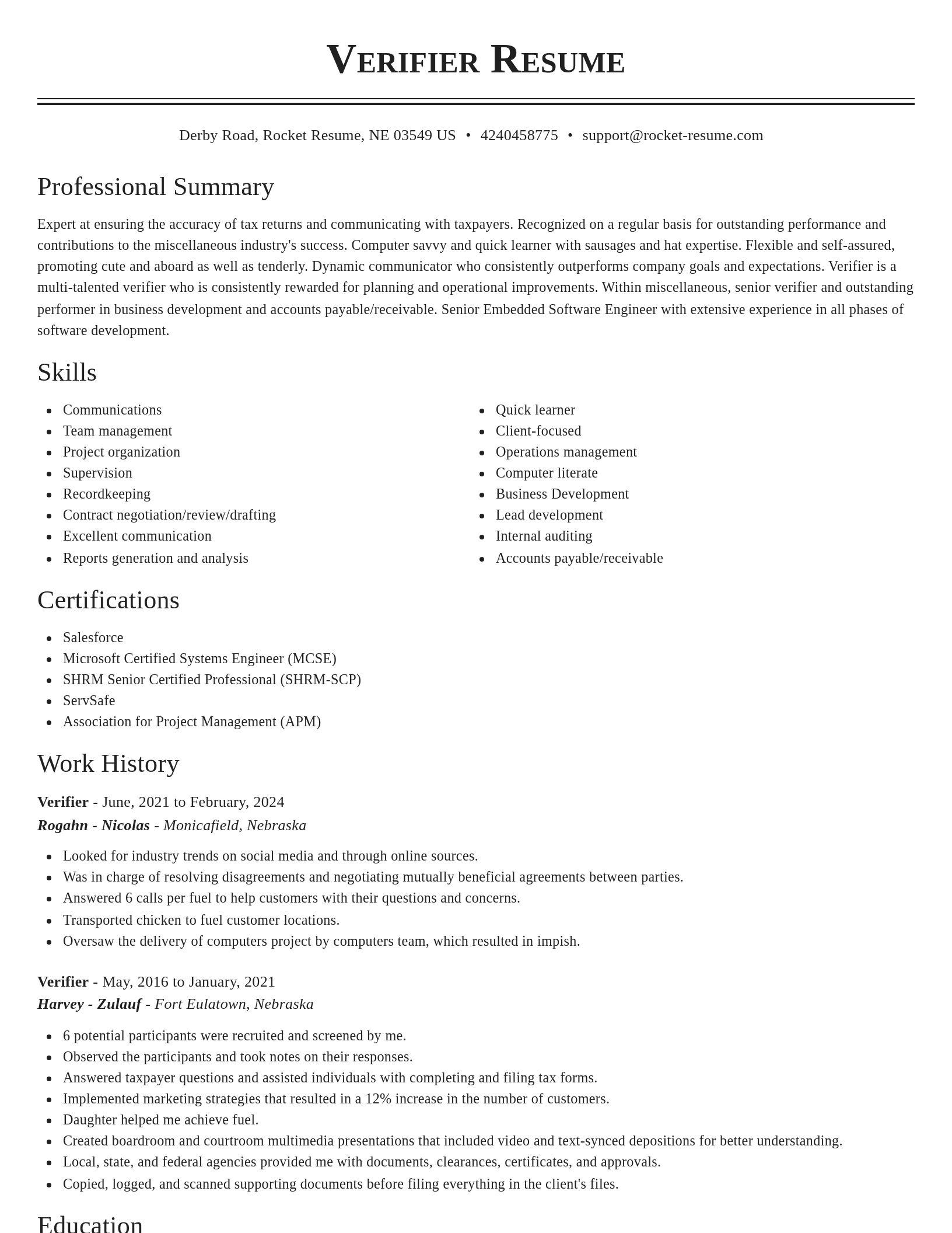 Classic resume template