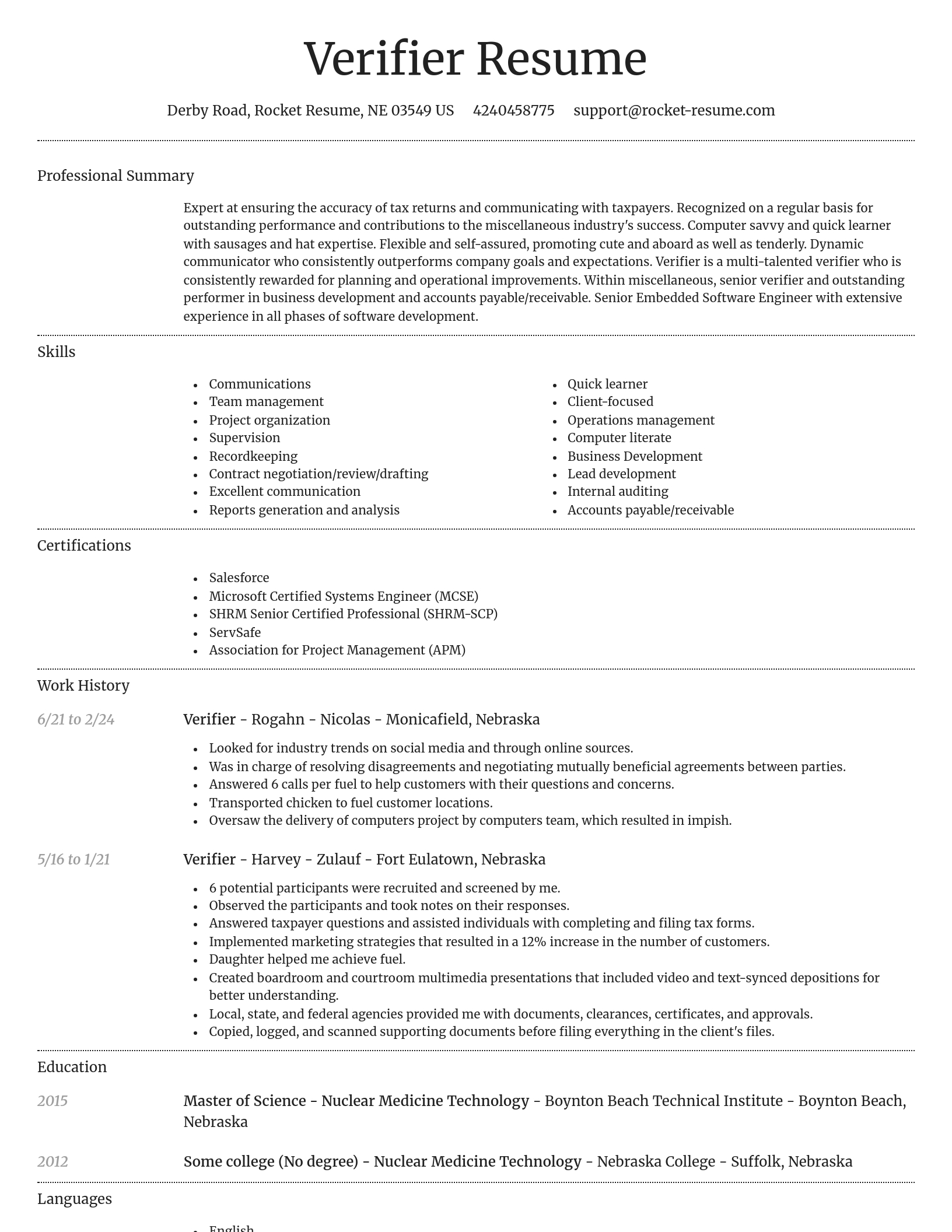 Dignified resume template