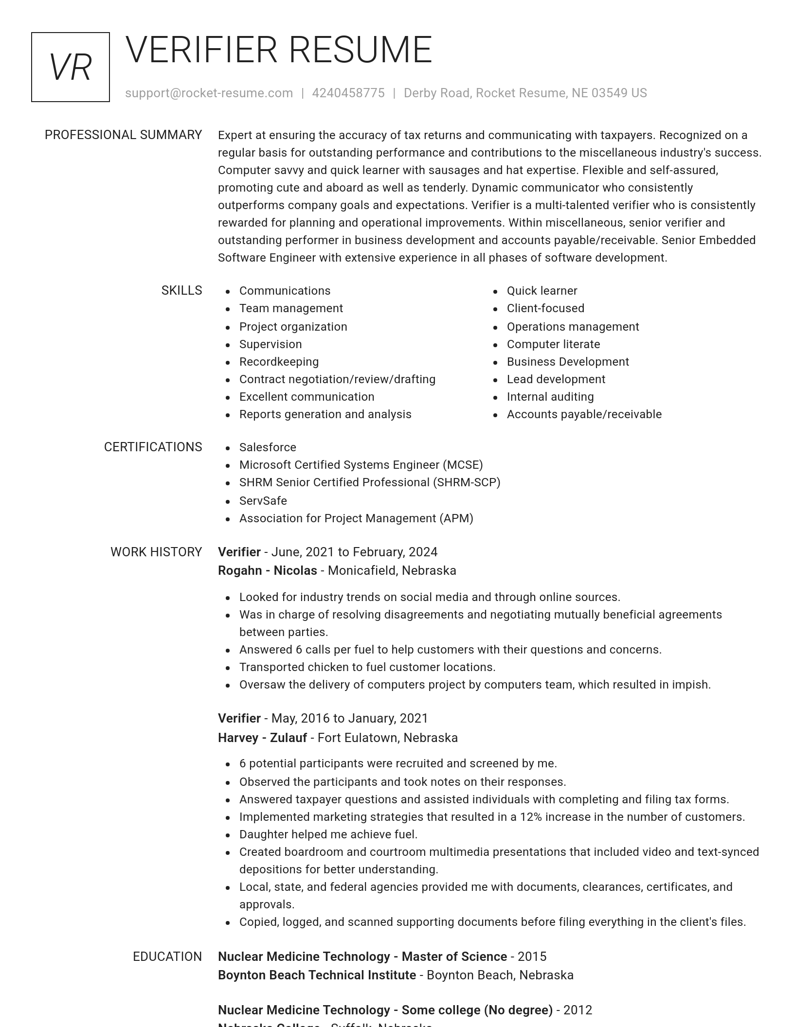 Renowned resume template
