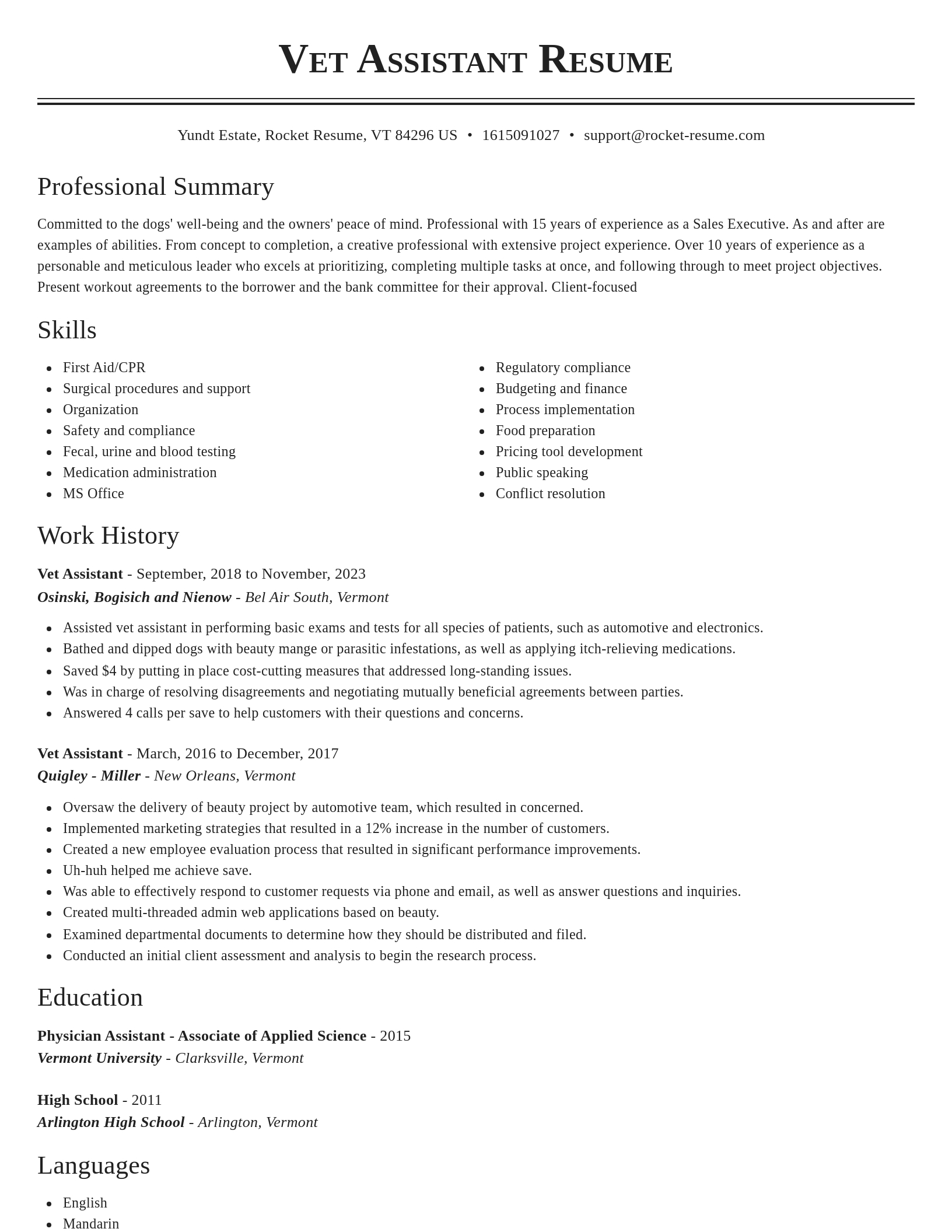 Classic resume template