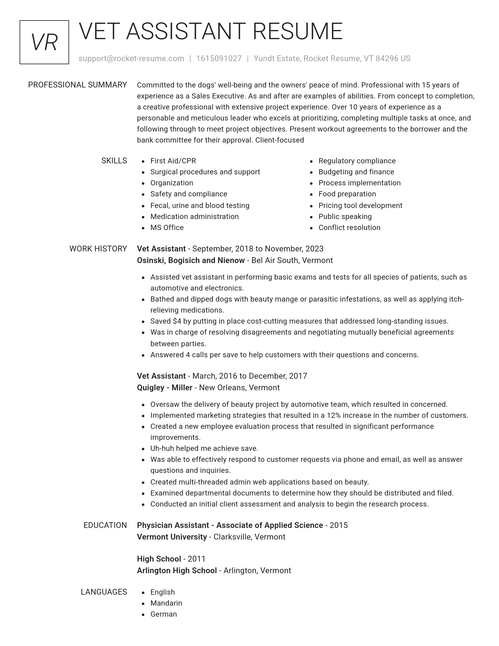 Renowned resume template