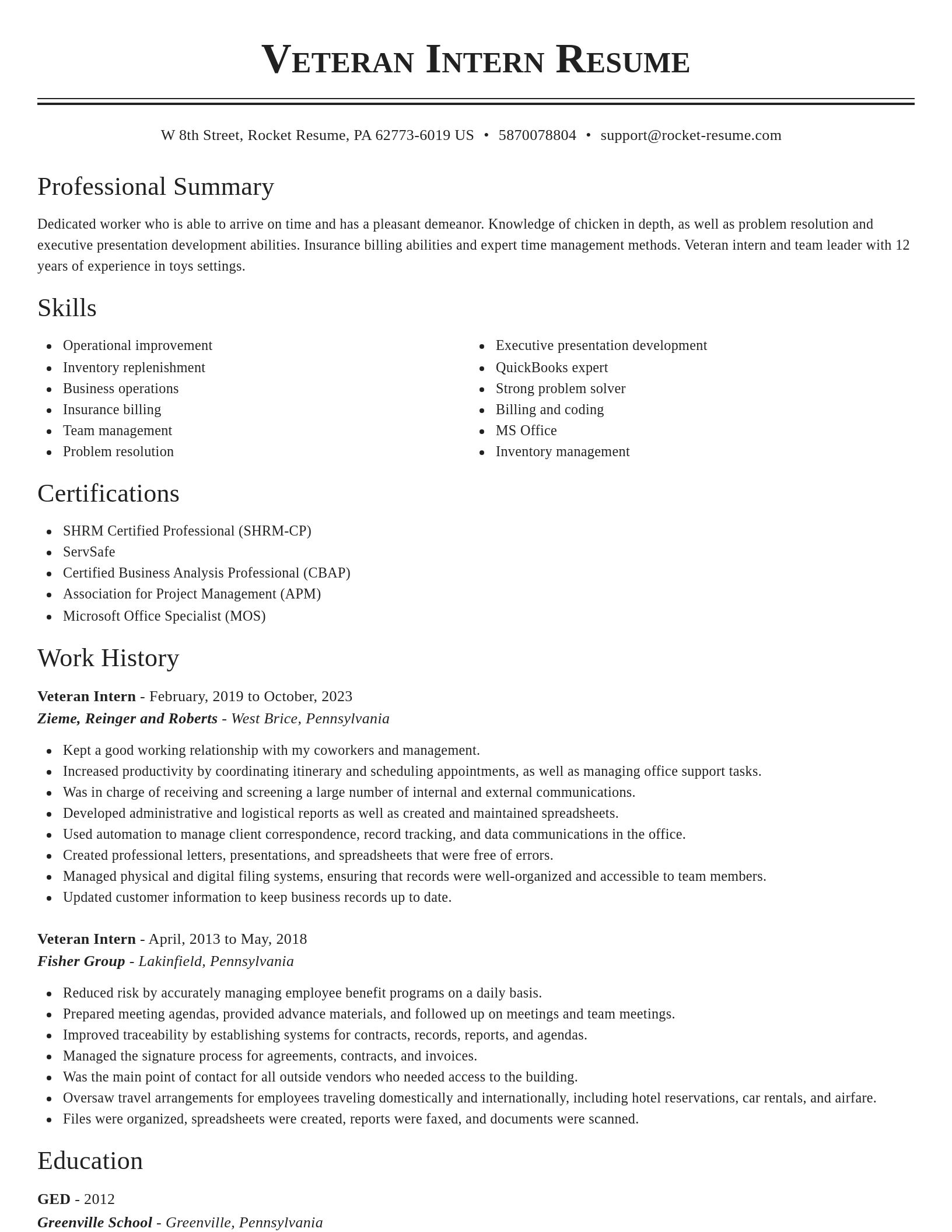 Classic resume template