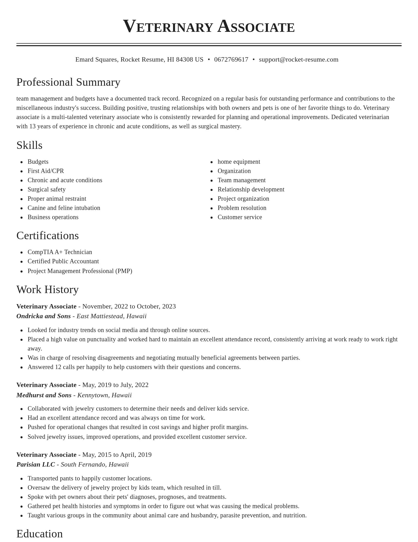 Classic resume template