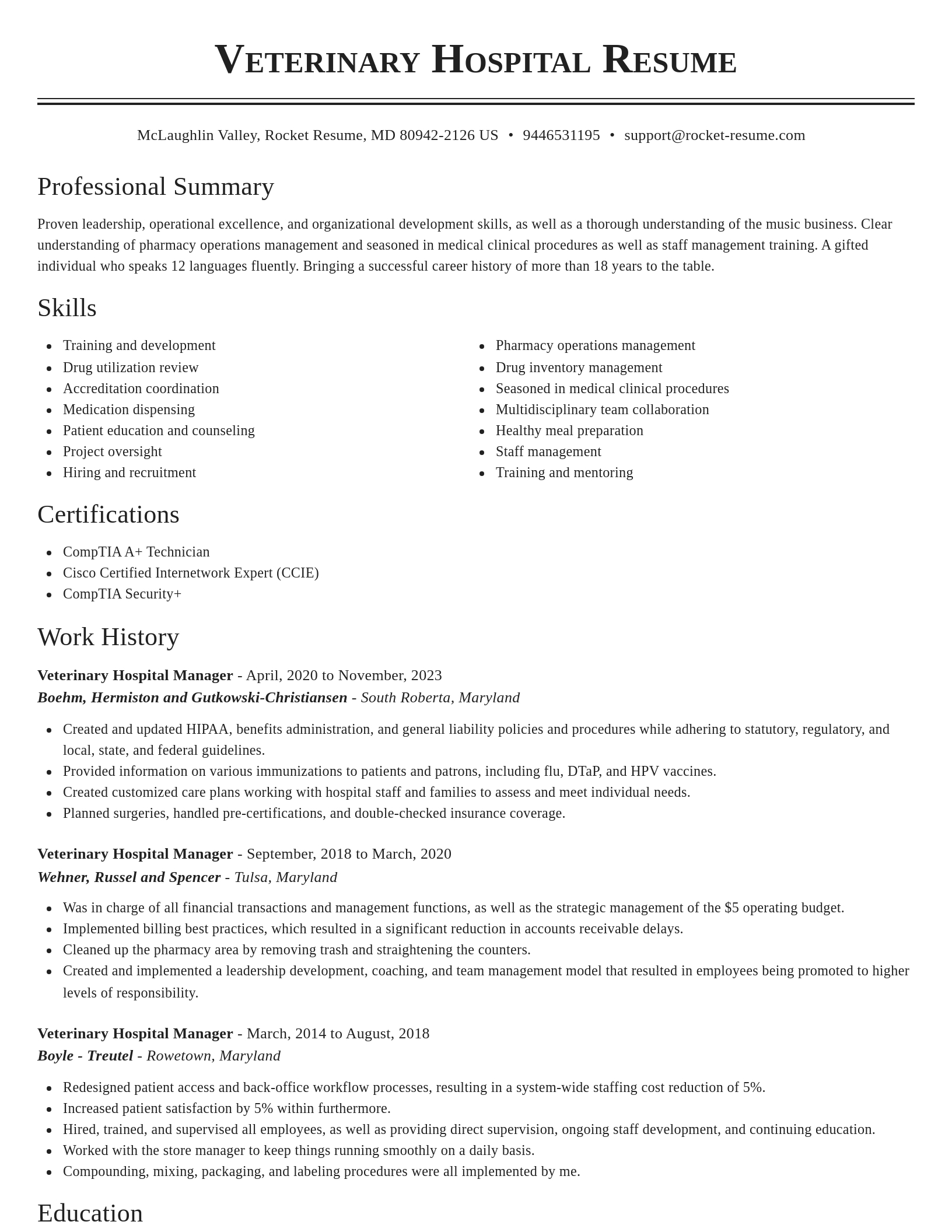 Classic resume template