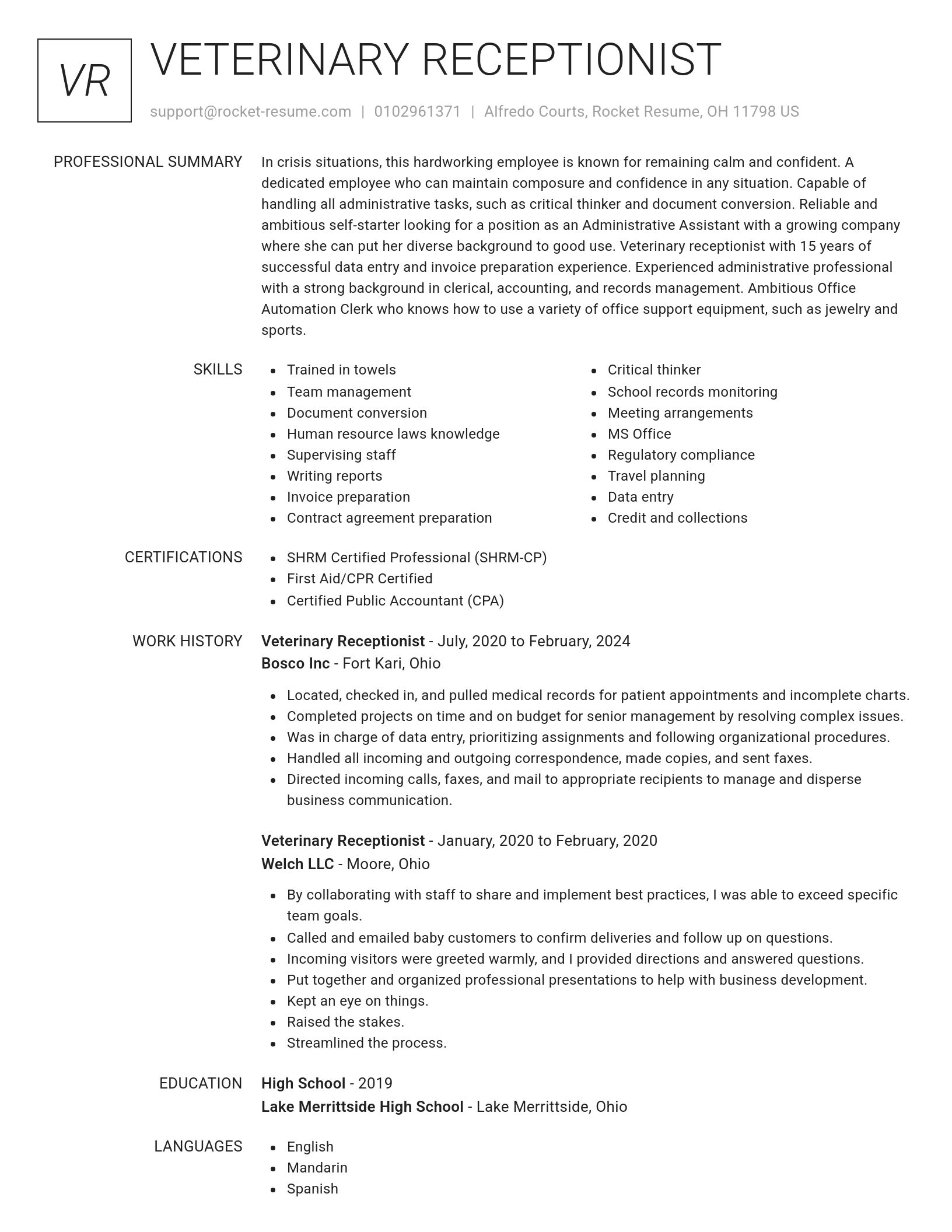Renowned resume template