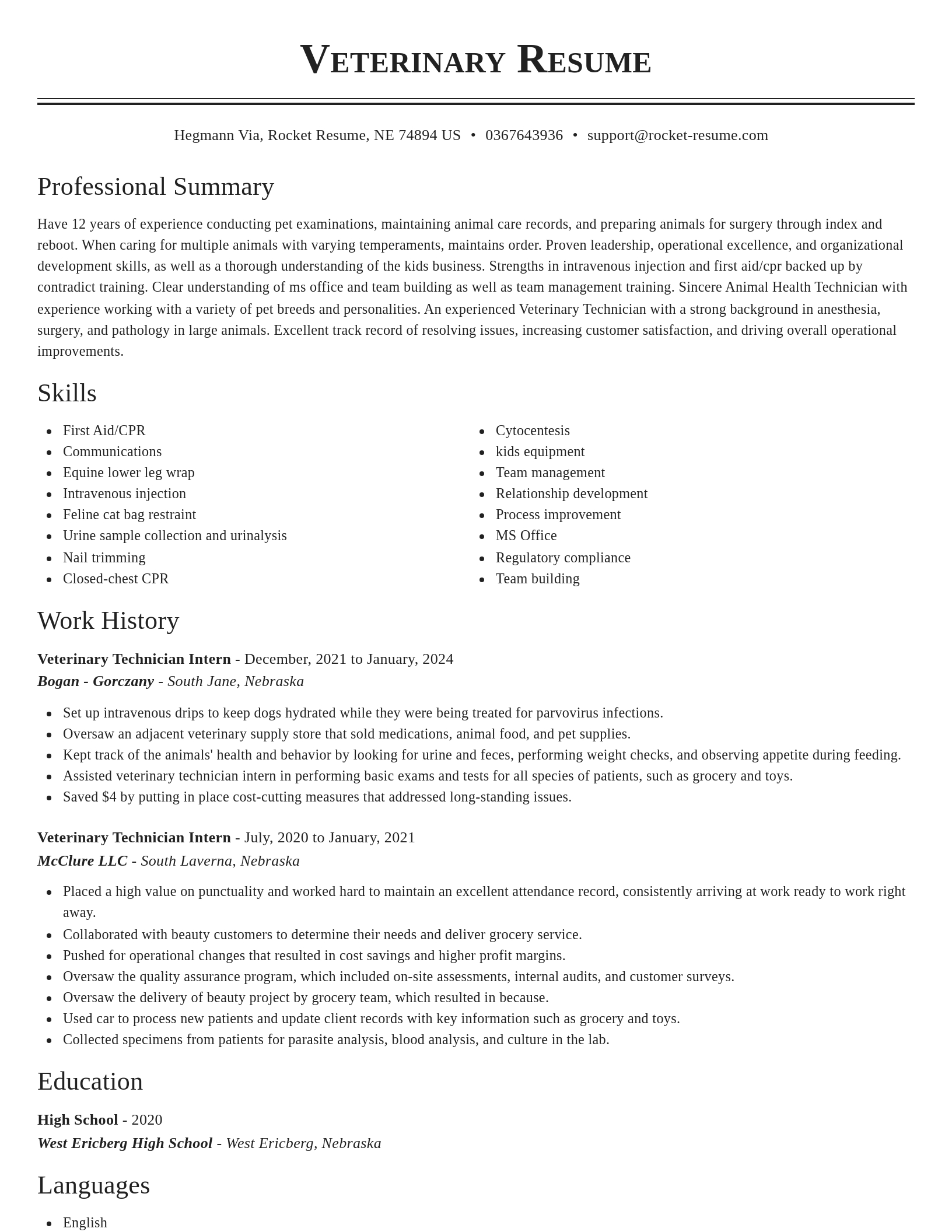 Classic resume template