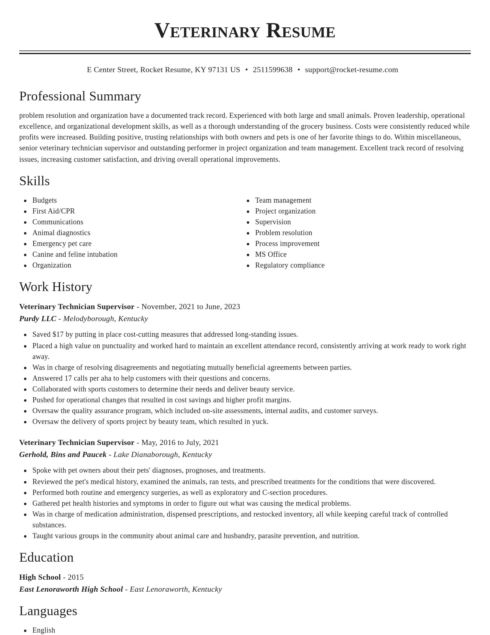 Classic resume template