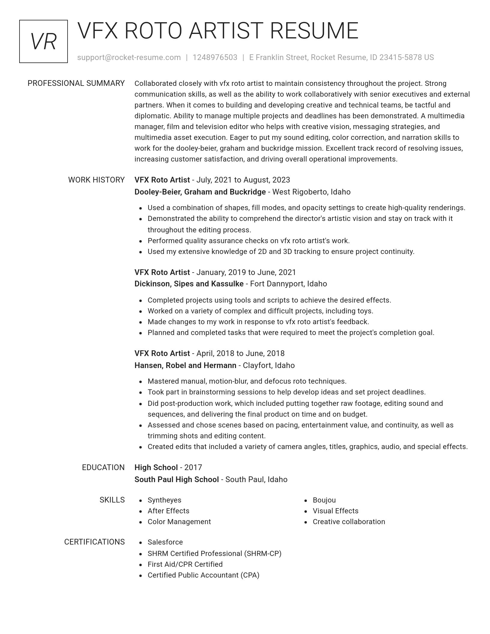 Renowned resume template