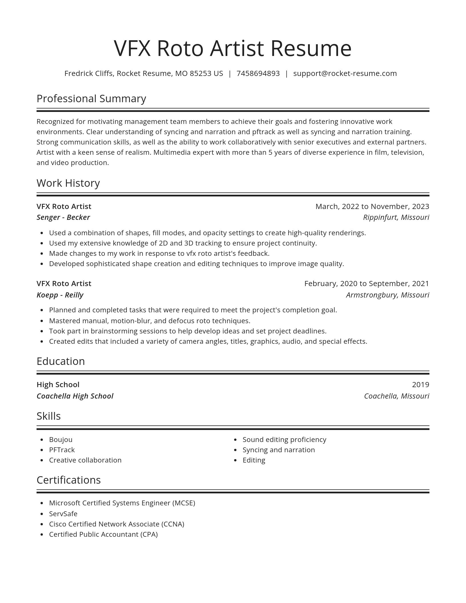 Spotlight resume template