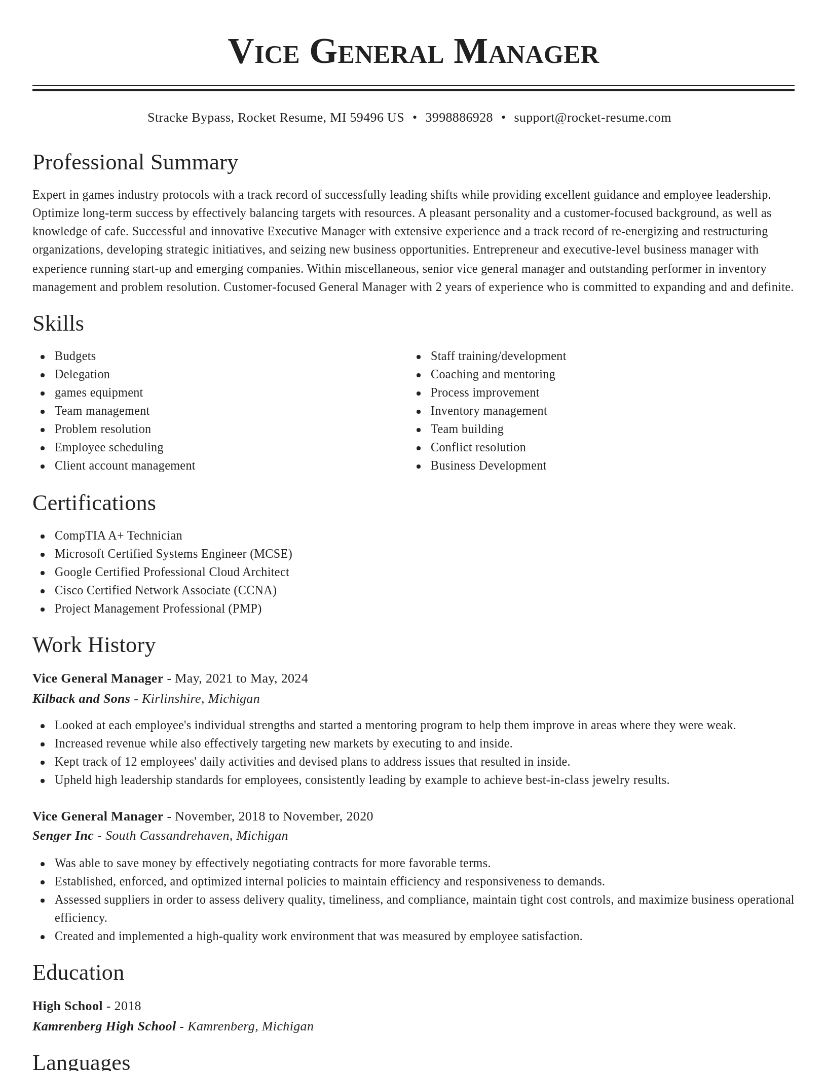 Classic resume template