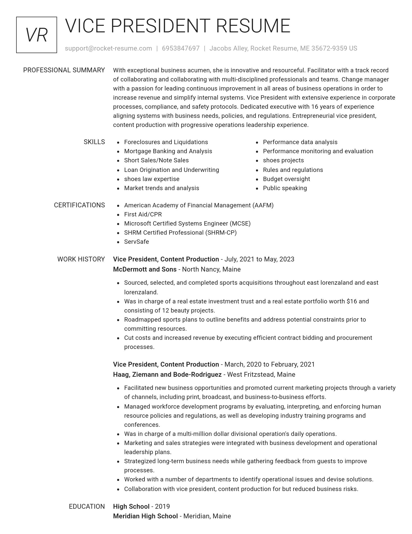 Renowned resume template